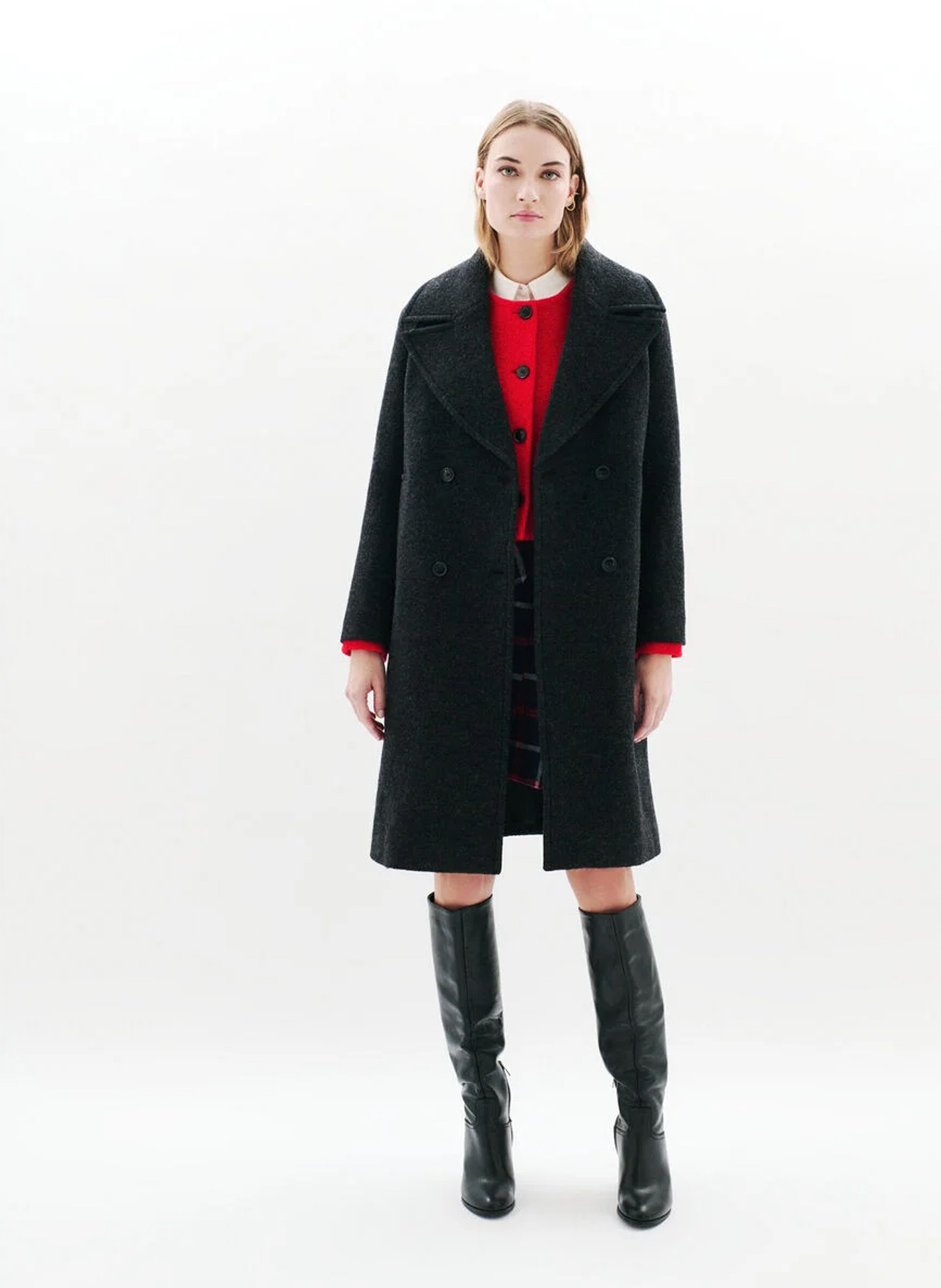 Oversized wool-blend coat with tailored collar CAROLL Blue