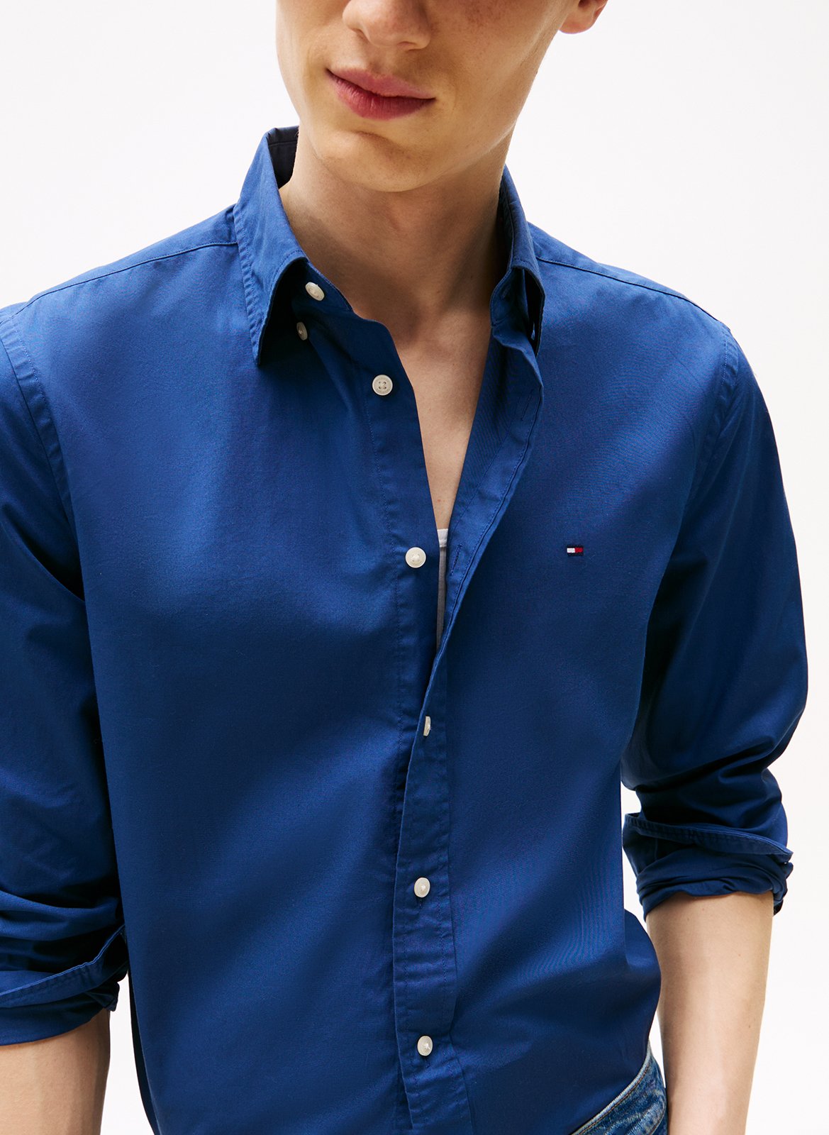 Cotton shirt with classic collar TOMMY HILFIGER Blue