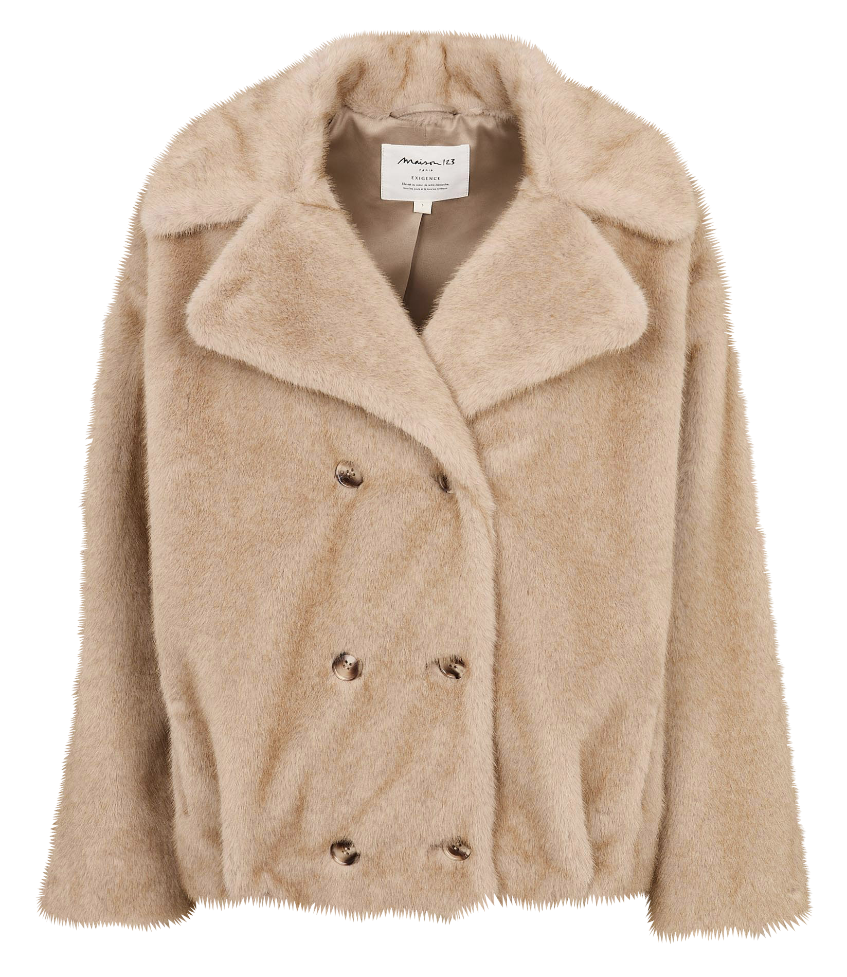 Cropped faux fur coat MAISON 123 Beige