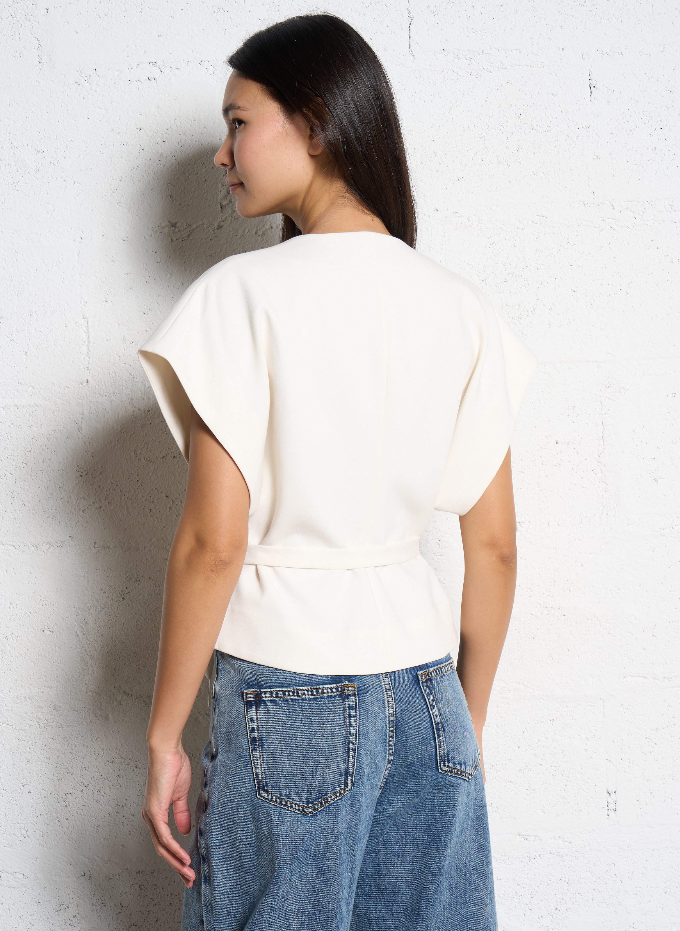 Veste droite col V SUNCOO Blanc