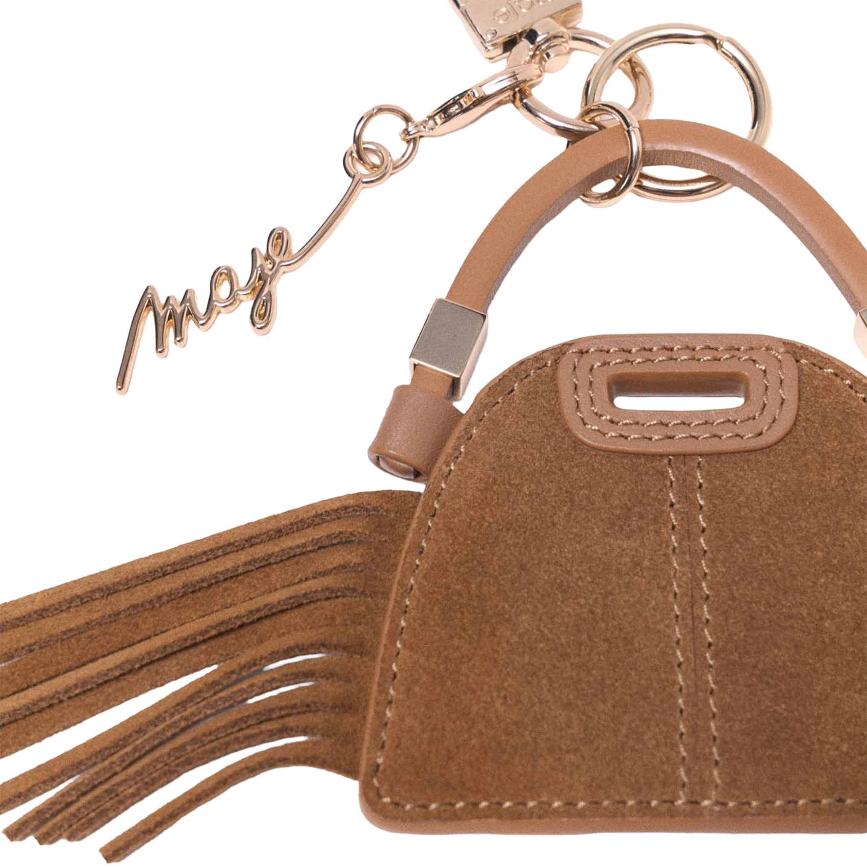 Tasje met franjes en spiegel MAJE Bruin