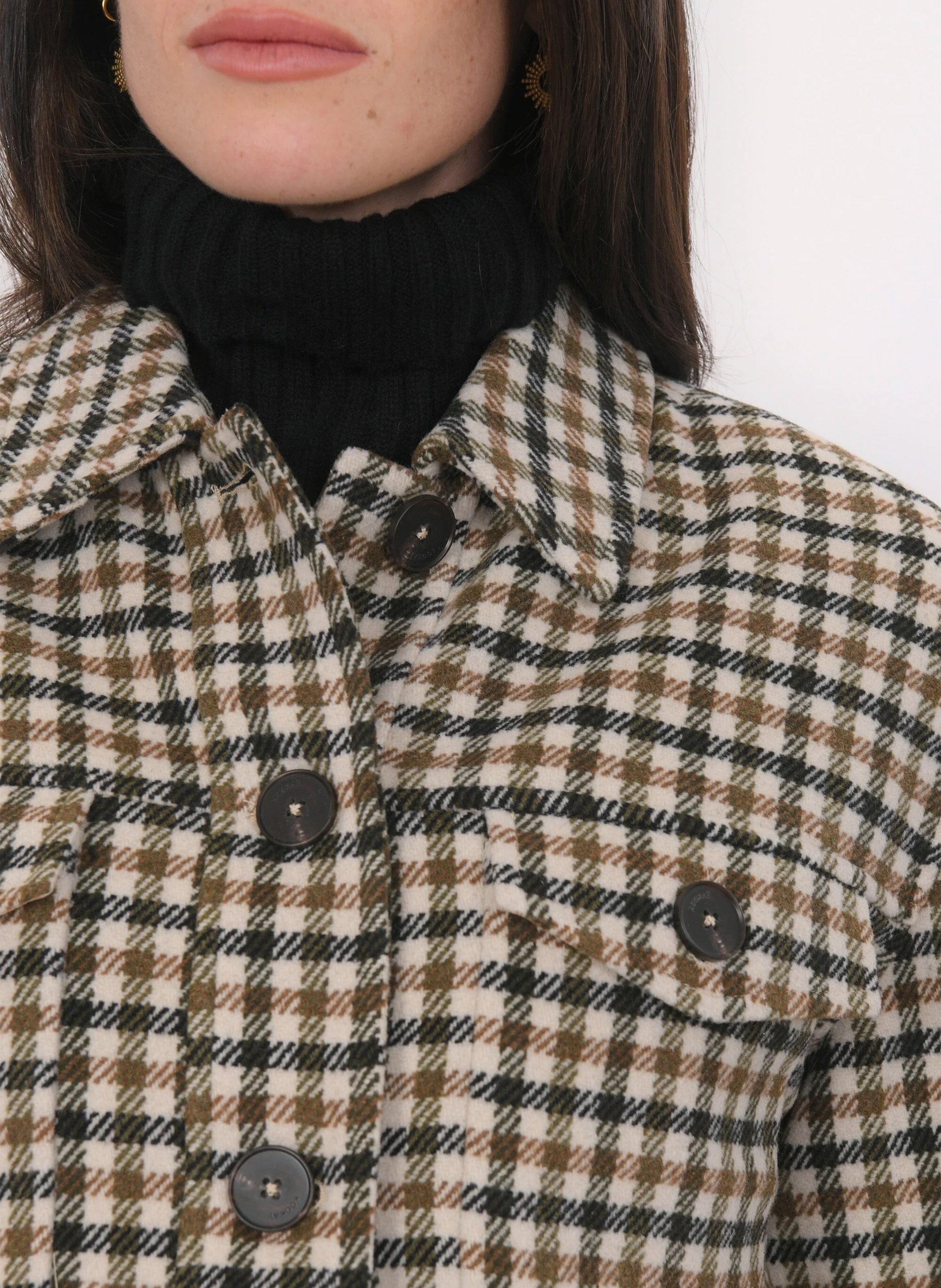 Blouse met klassieke kraag | wolblend KOOKAI Groen