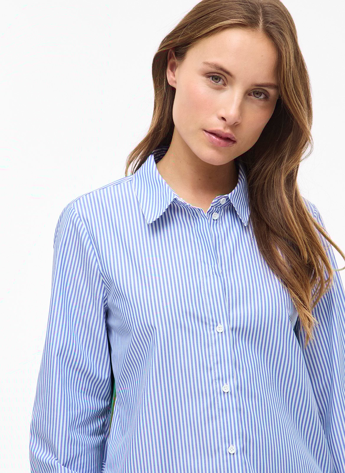 Gerade geschnittenes Streifenhemd mit klassischem Kragen VILA Blau