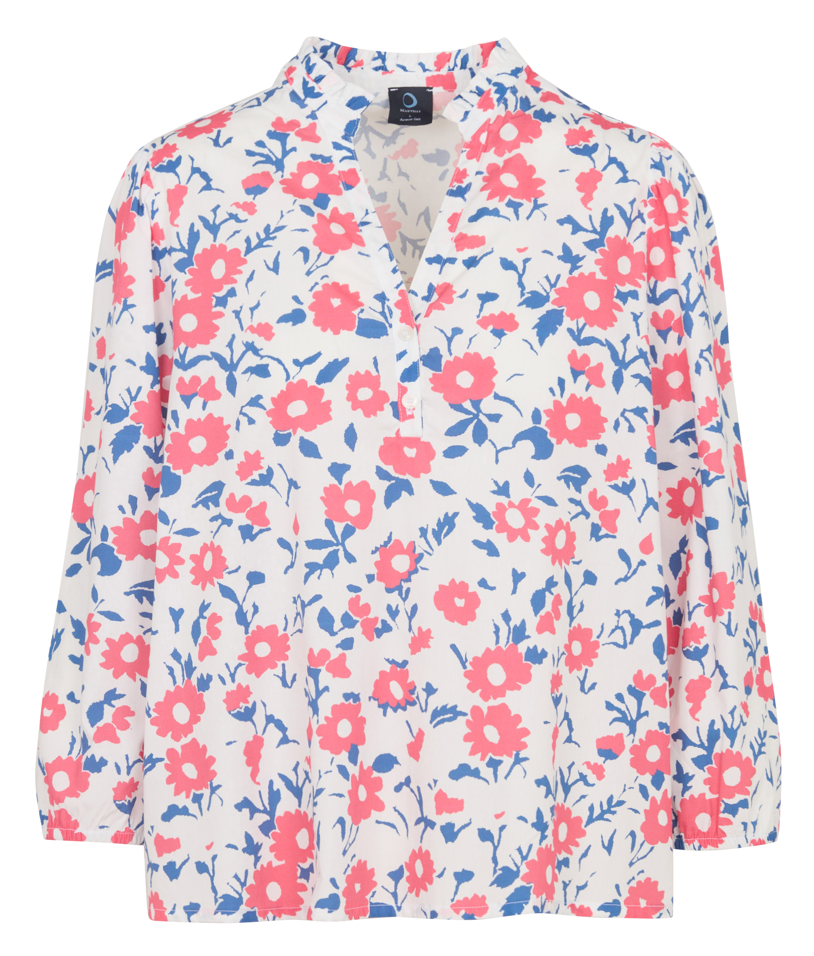 Blusa estampada con cuello tunecino ARMOR LUX Rojo