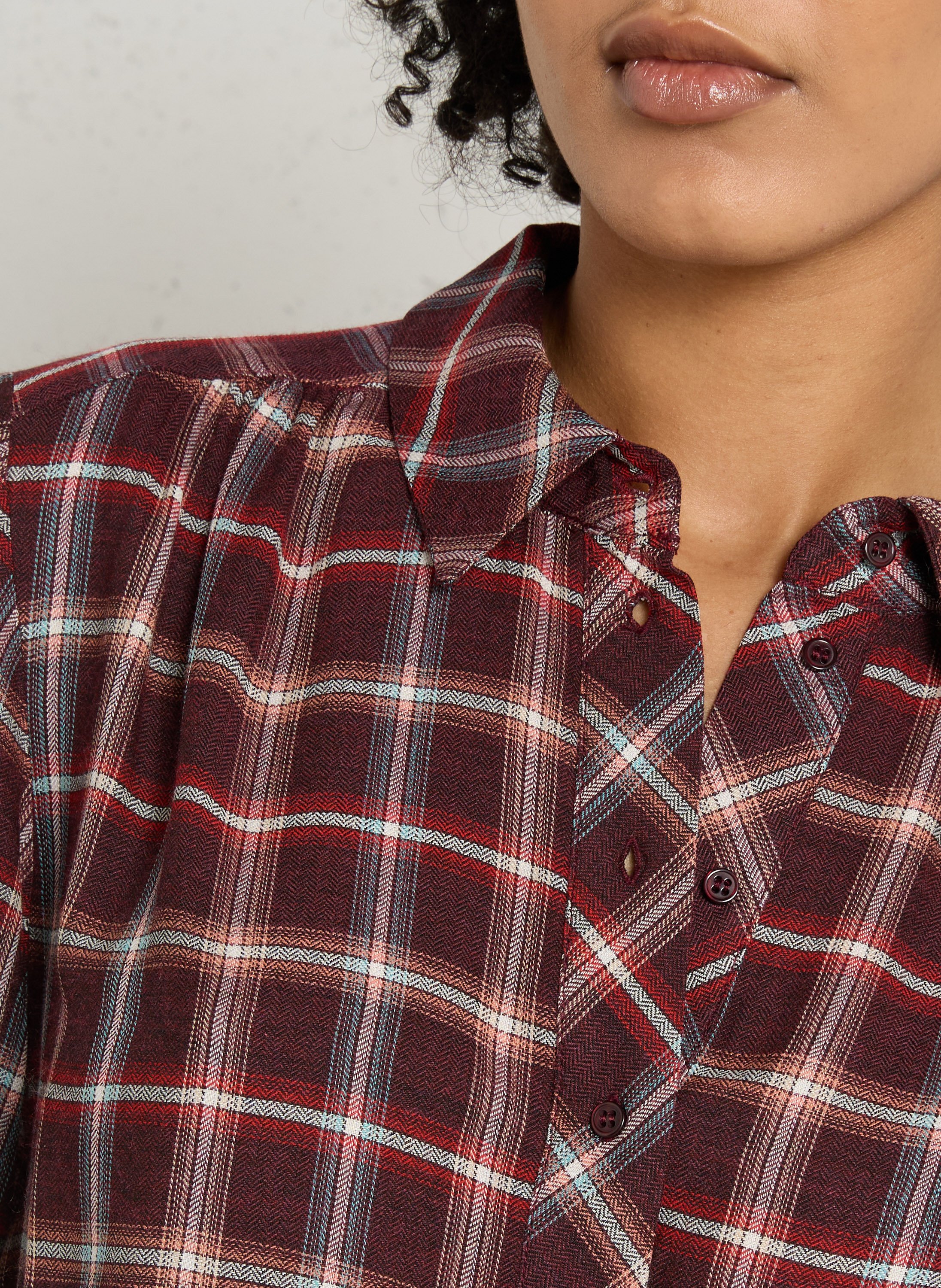 Blouse droite col classique à carreaux MAISON 123 Rouge