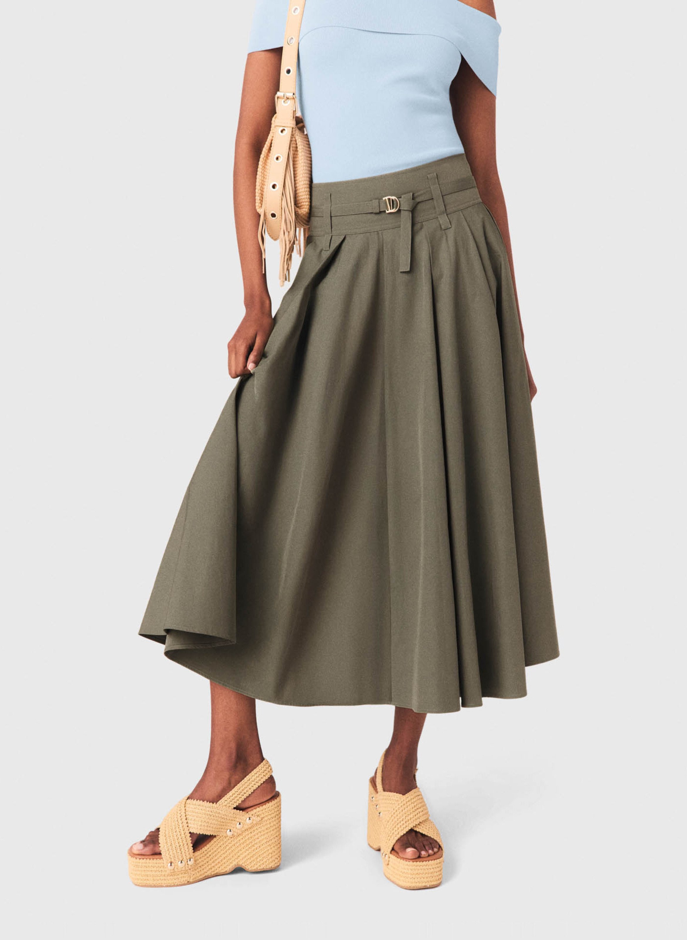 Halflange, gerende rok MAJE Kaki