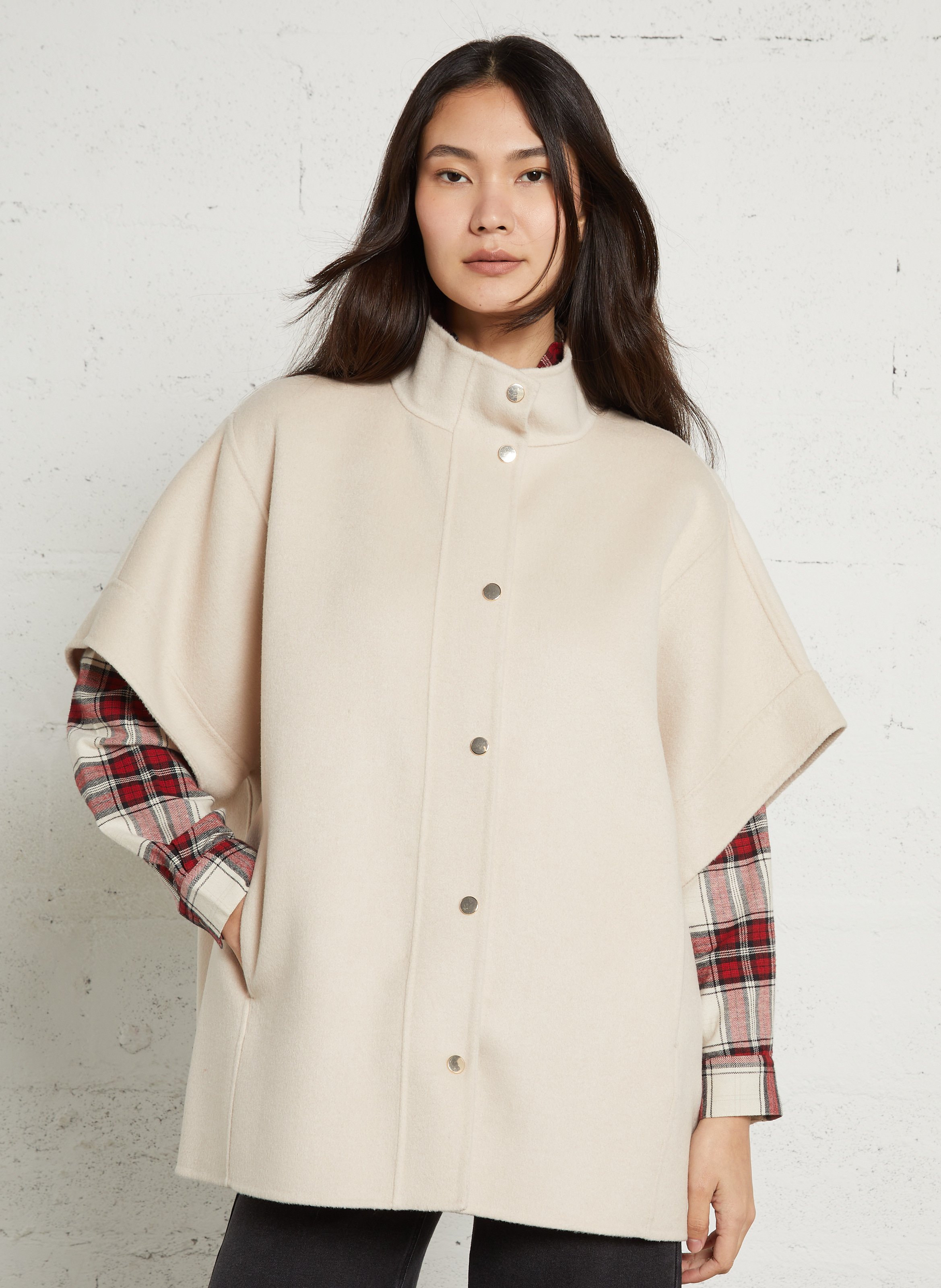 Veste col montant en laine mélangée MAISON 123 Blanc