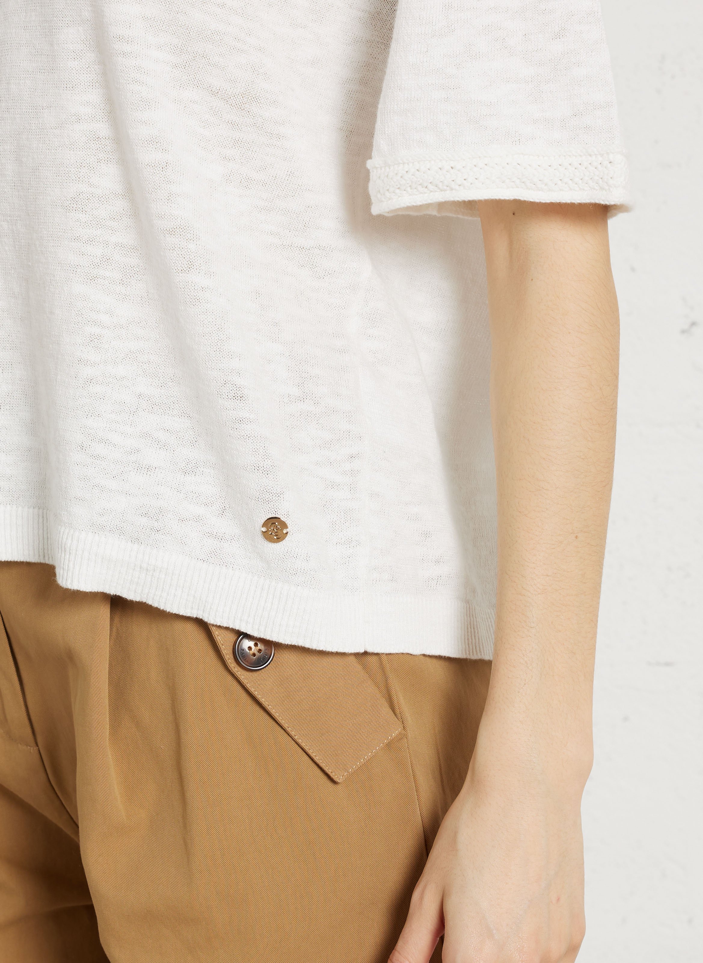 T-shirt oversize col rond en lin et coton LA PETITE ETOILE Beige