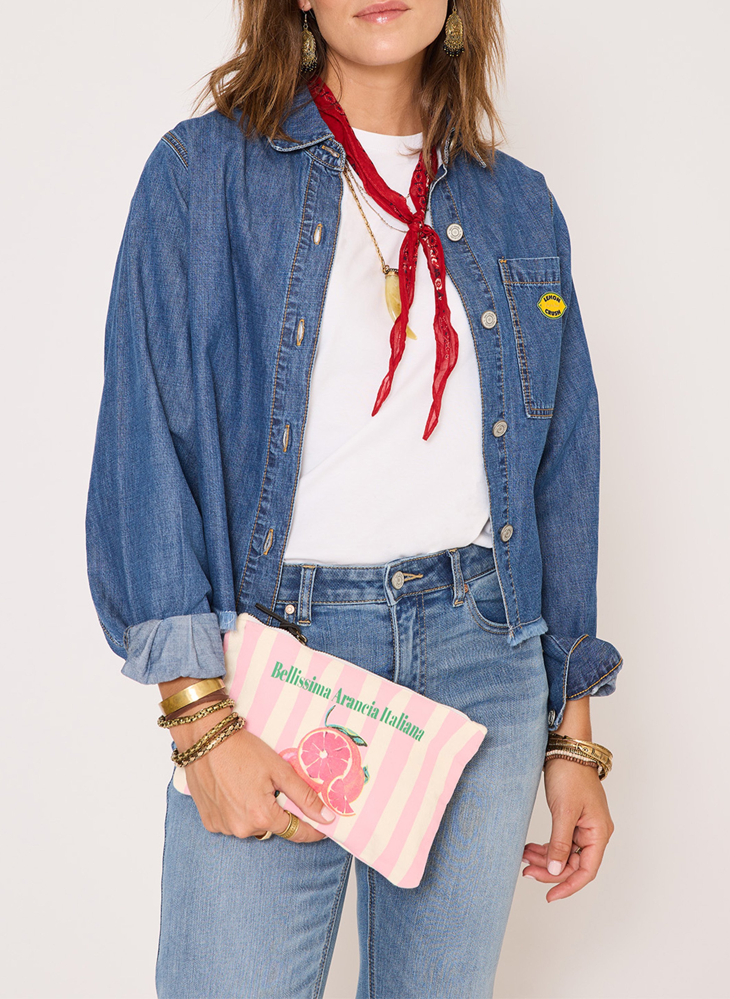 Striped clutch MKT Pink