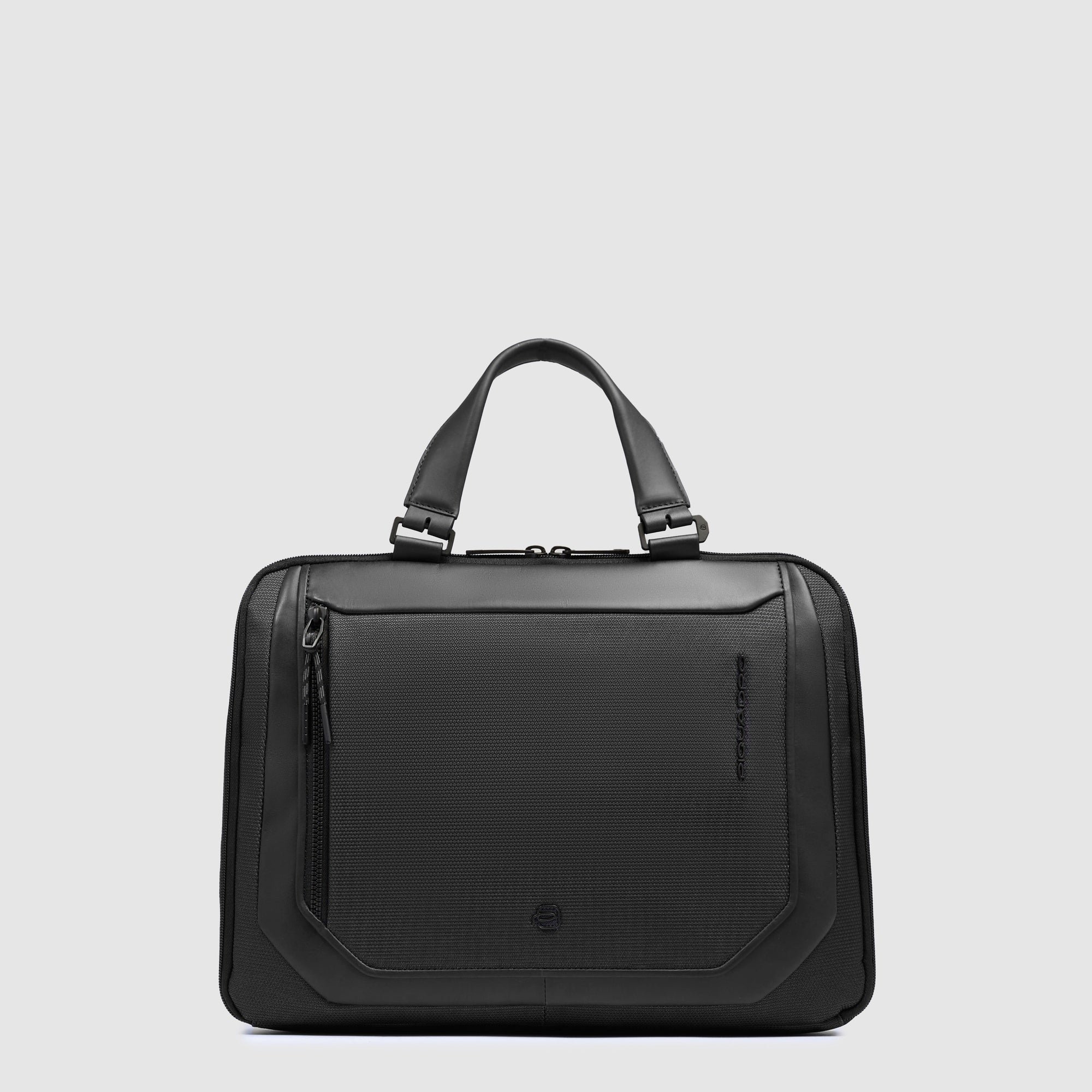 Expandable 14" laptop bag made from recycled fabric PIQUADRO Black