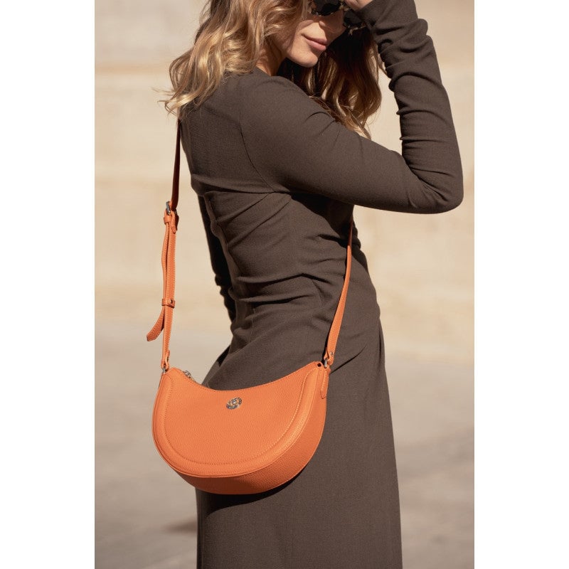 Calfskin leather shoulder bag POURCHET Orange