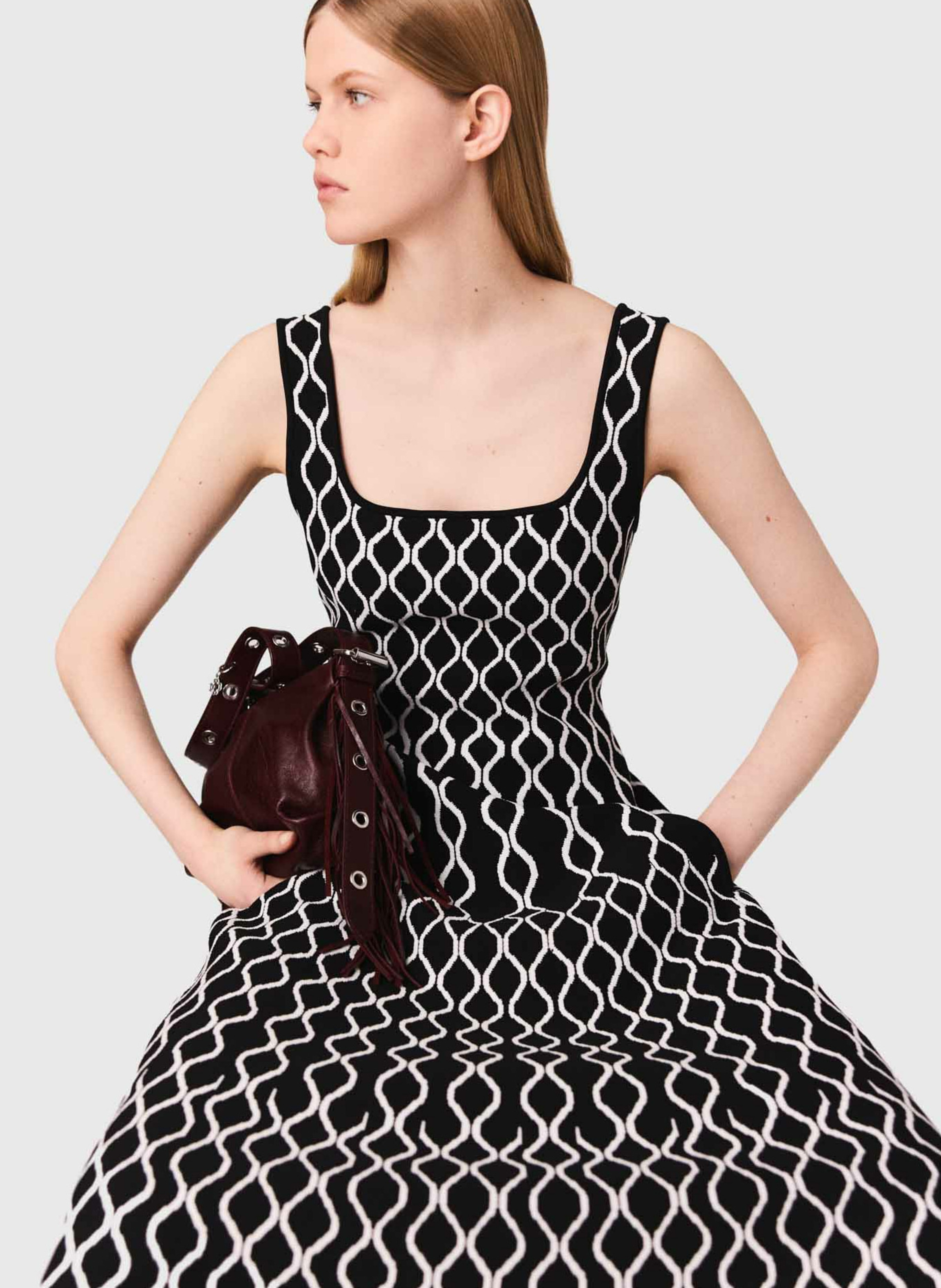 Robe courte en maille jacquard MAJE Noir