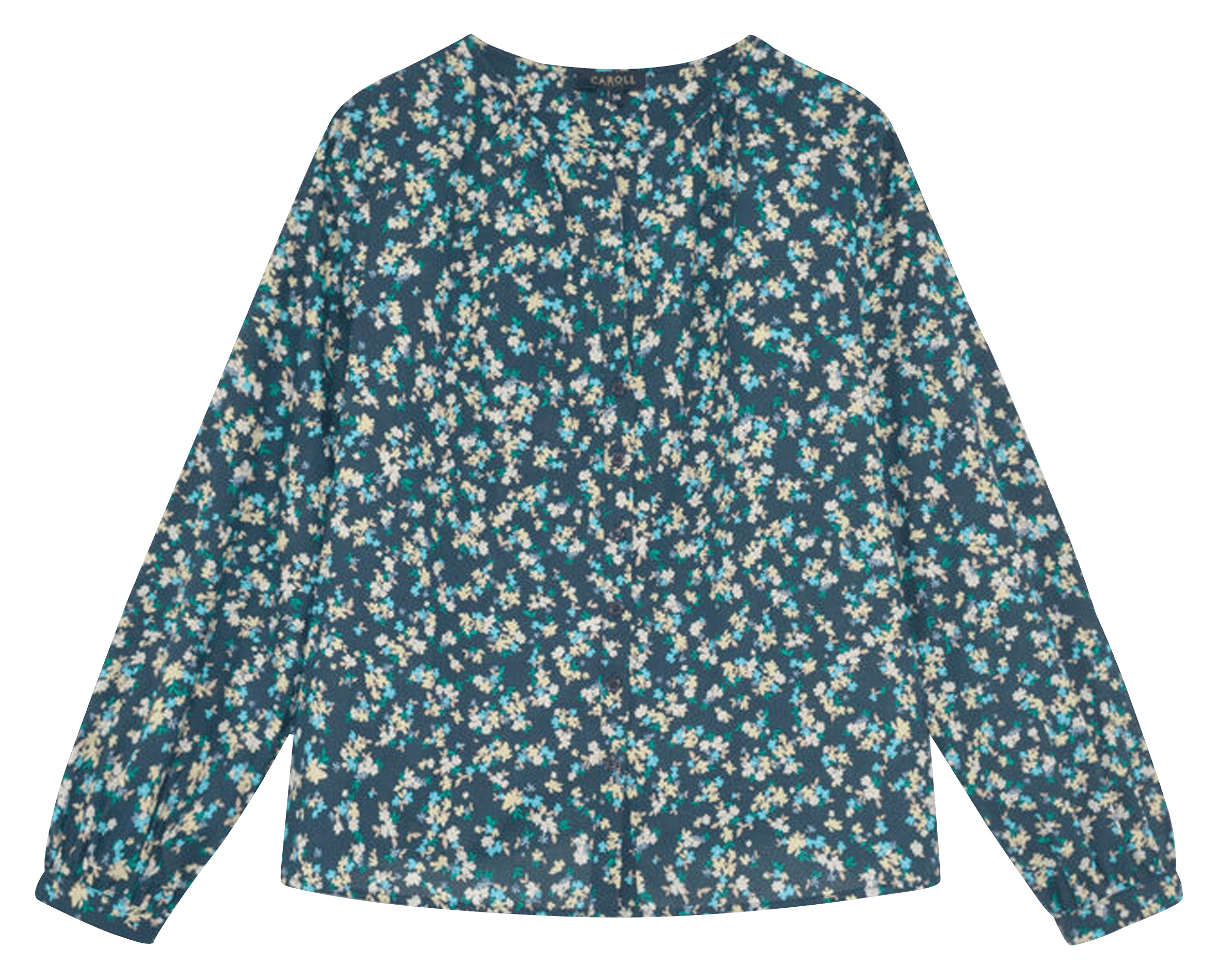 Chemise col rond en coton bio CAROLL Noir