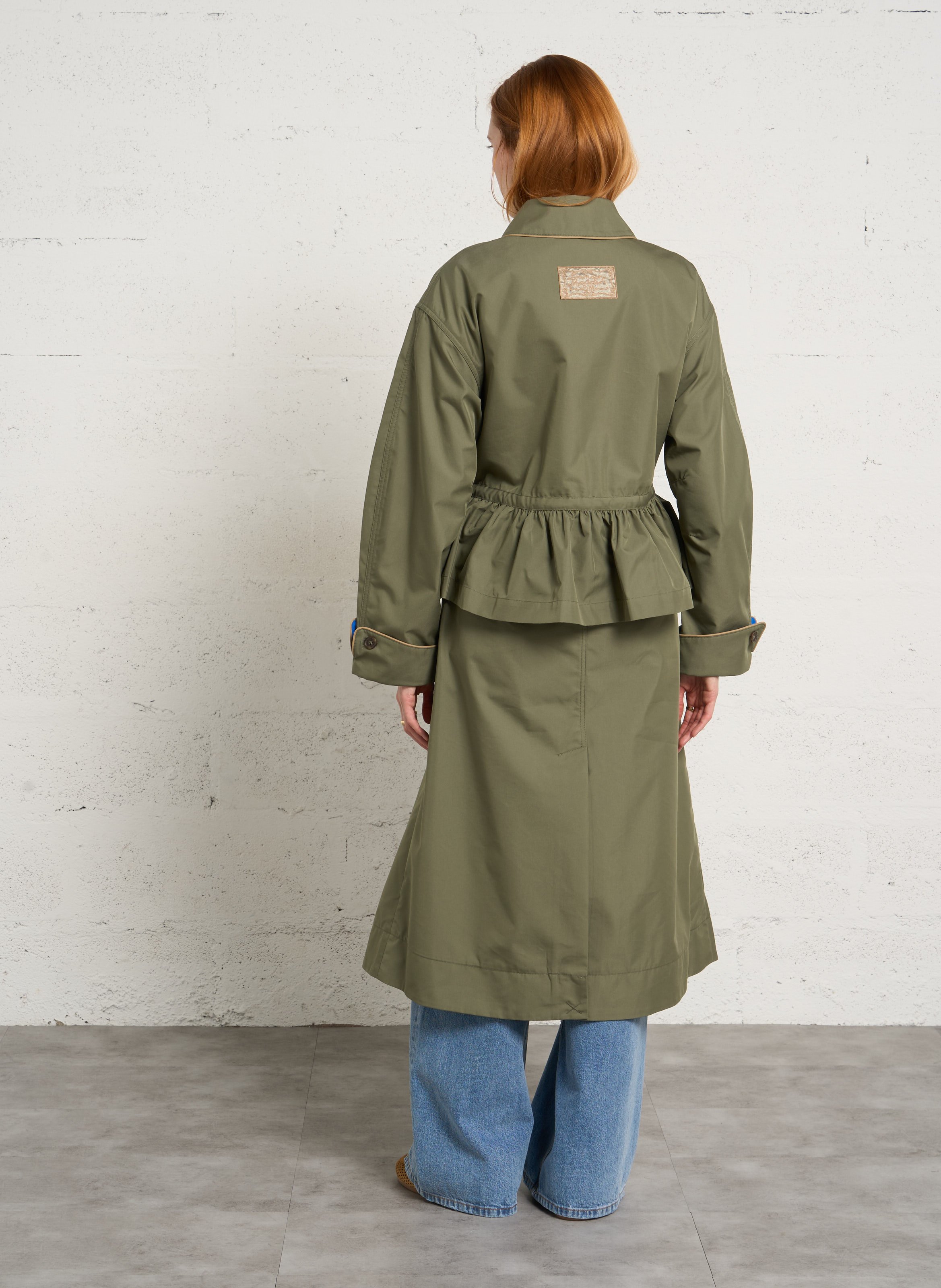 Oversized coat in blended organic cotton DAMSON MADDER Green