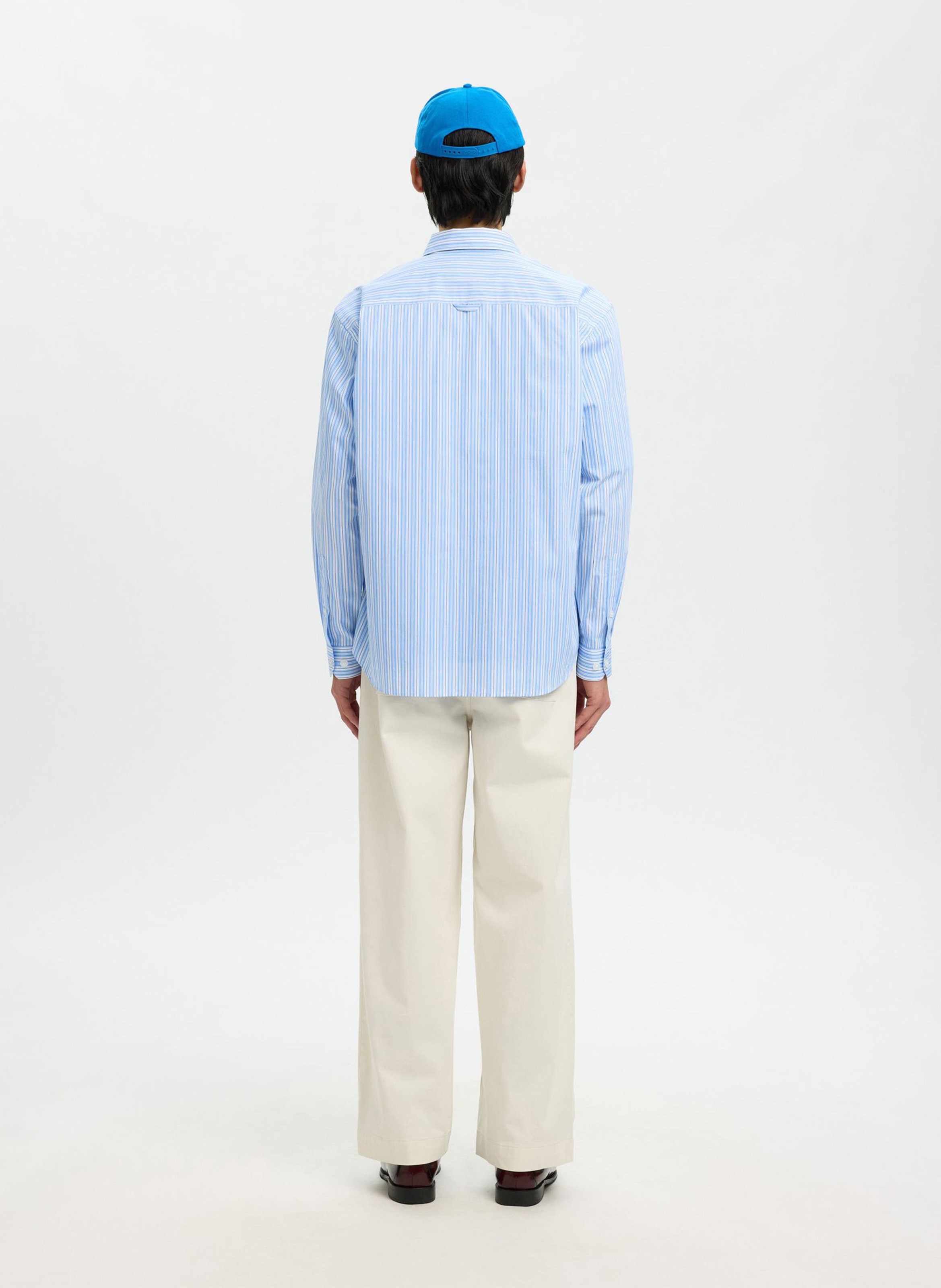 Chemise col classique à rayures SELECTED Bleu