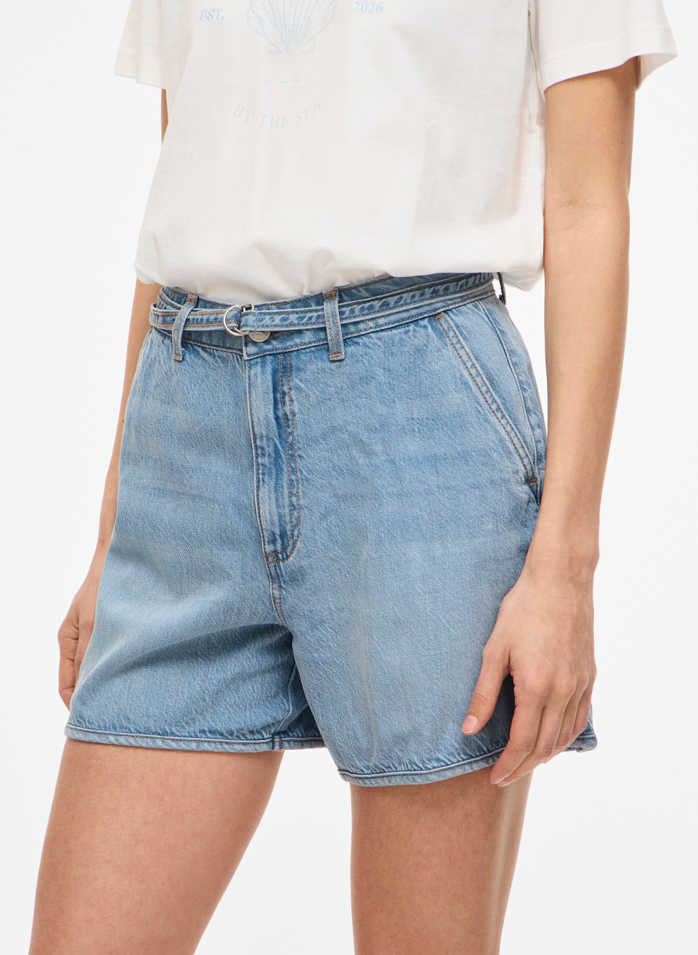 Korte lichte denim jurk VILA Blauw