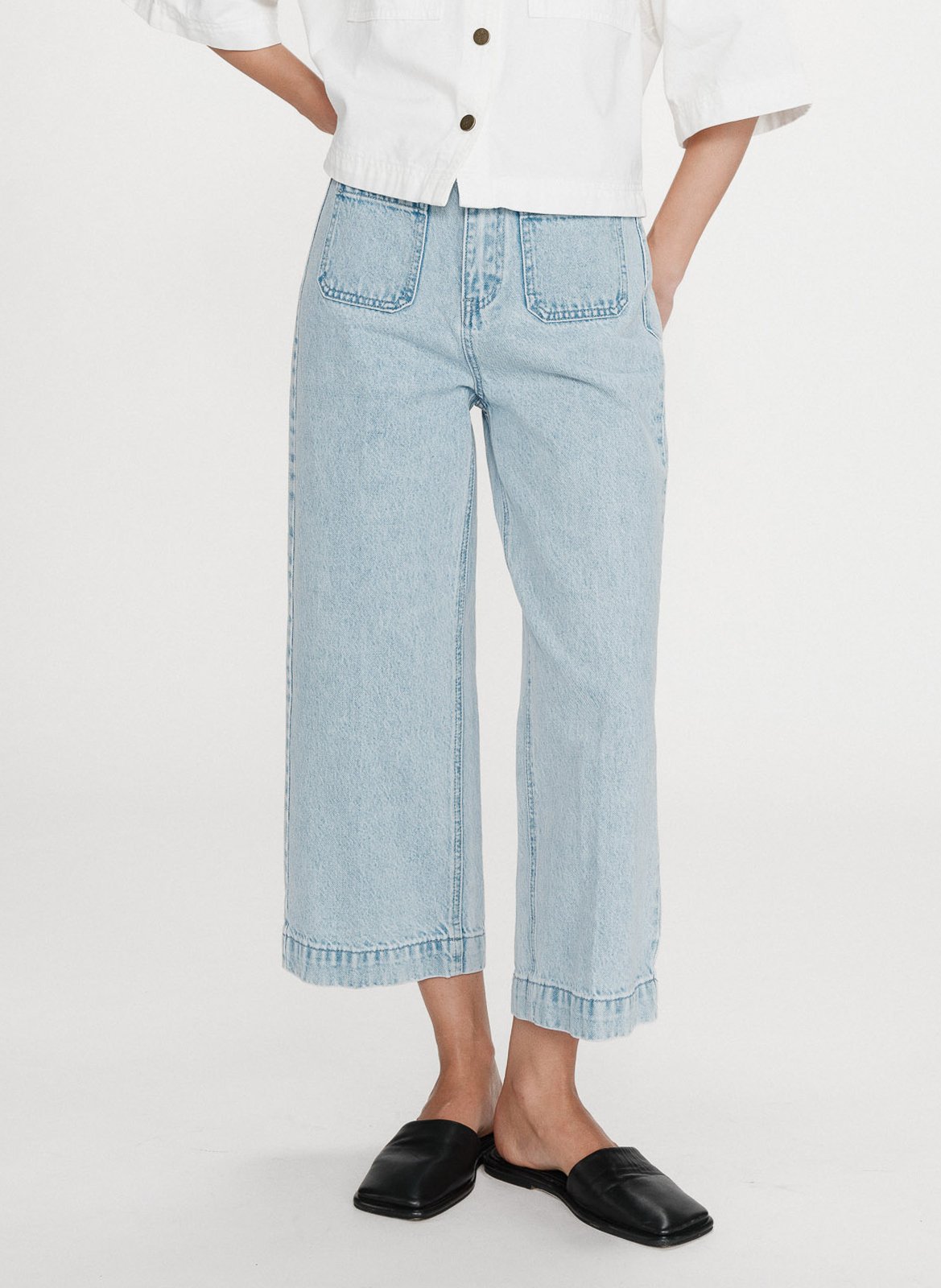 Jean droit 7/8ème uni  GRACE ET MILA Bleu