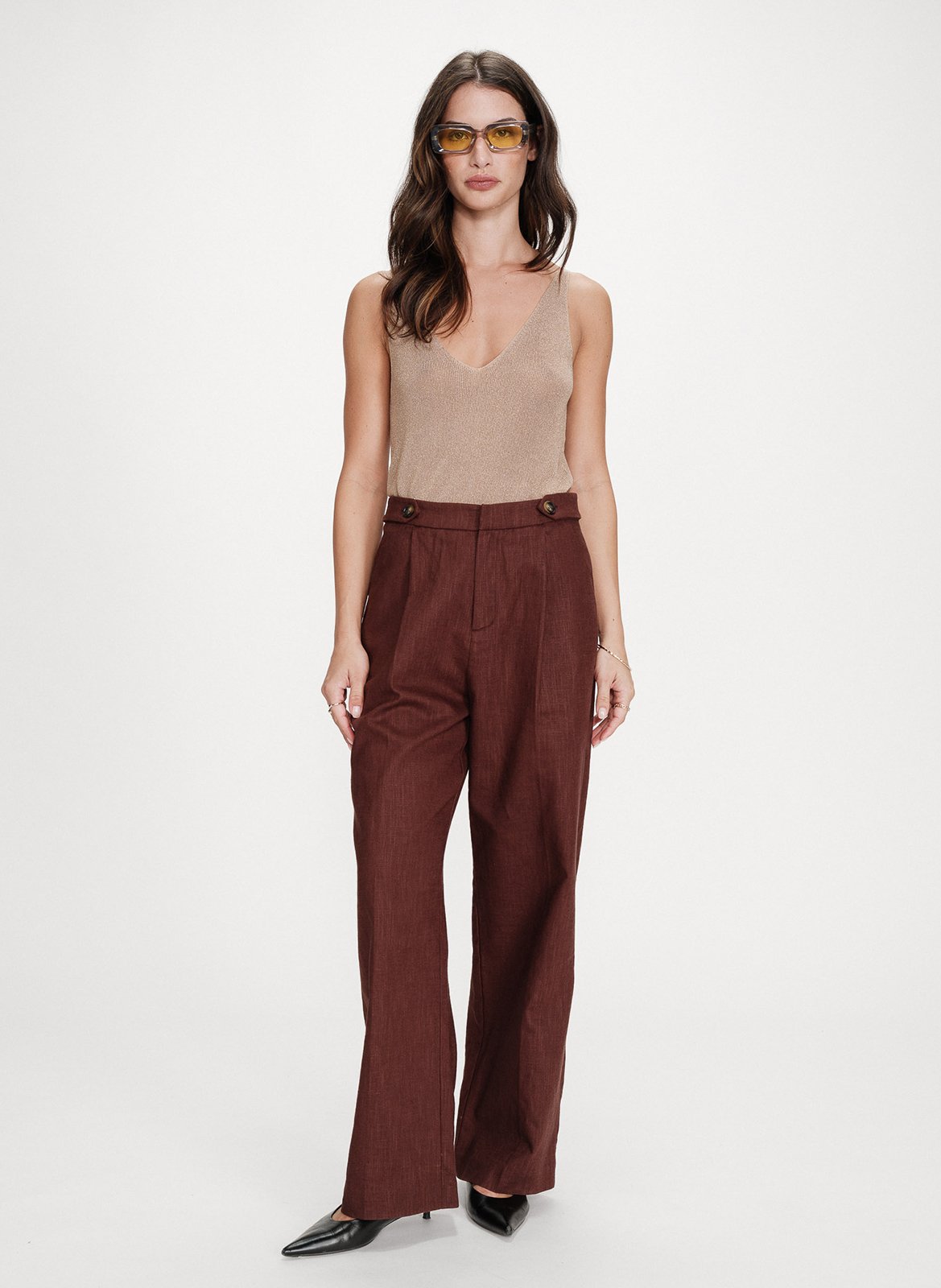 Débardeur col V  GRACE ET MILA Doré