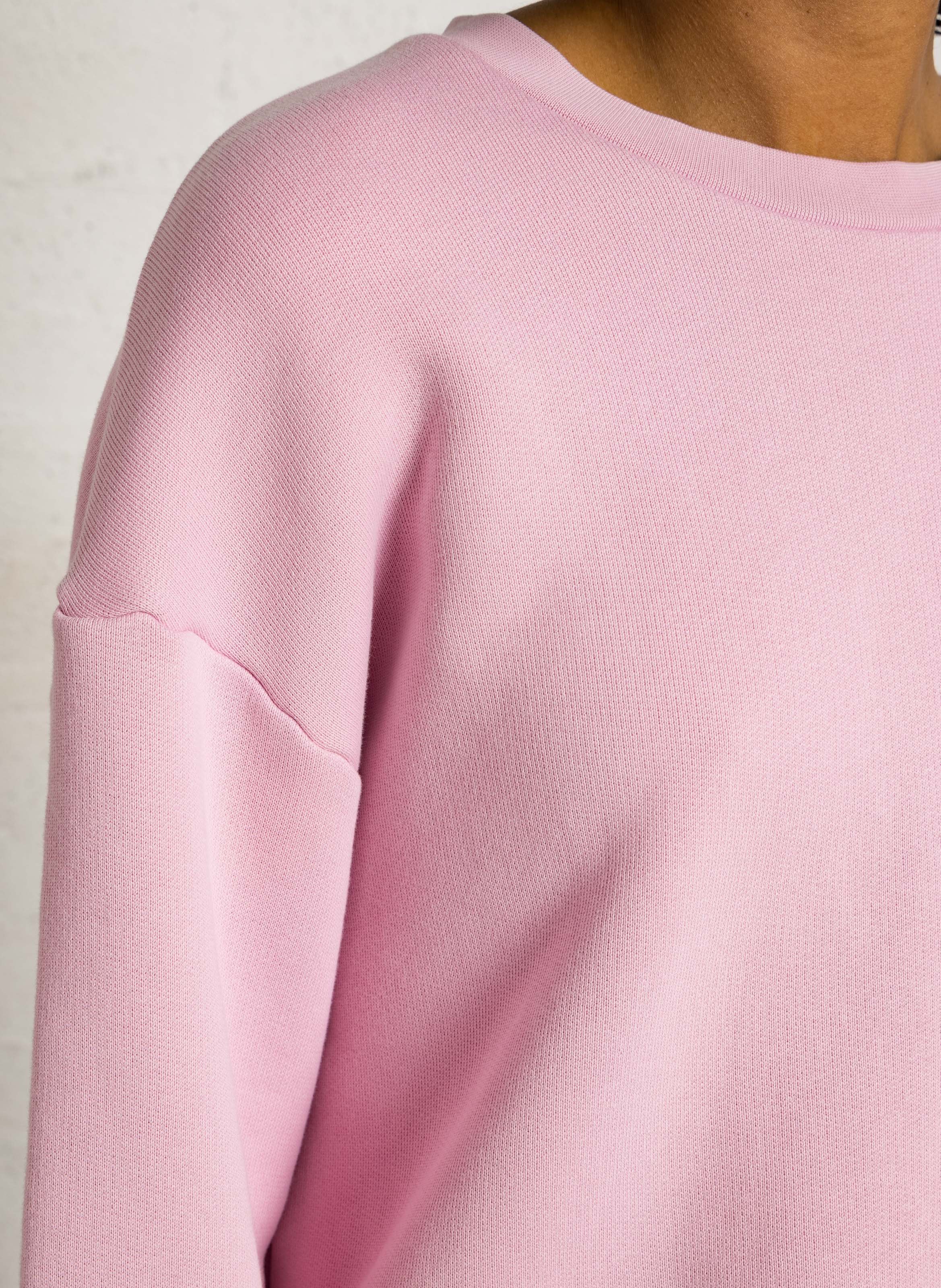 Sudadera cuello redondo mangas largas lisa Rosa