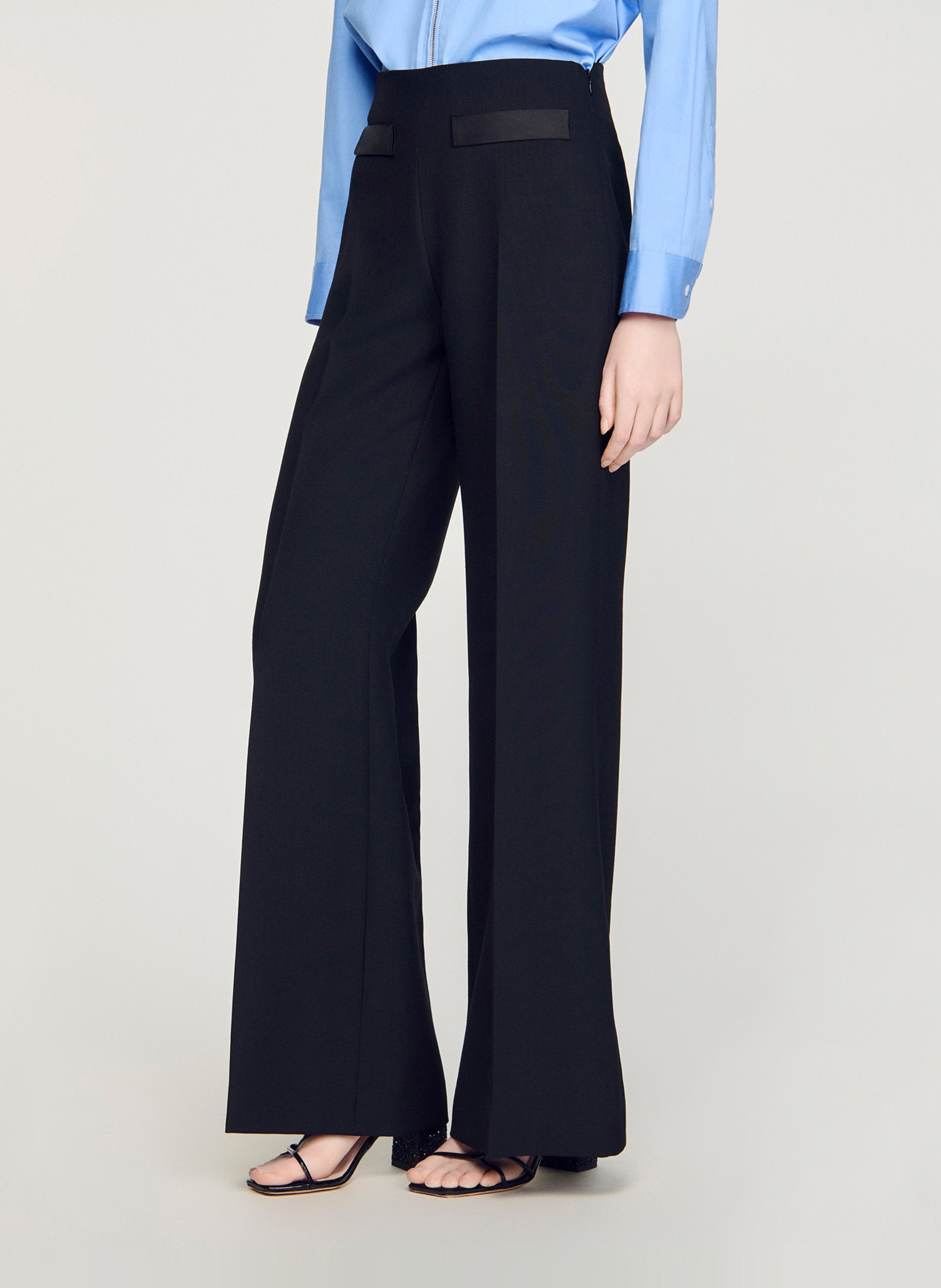 High-waisted flared pants SANDRO Black