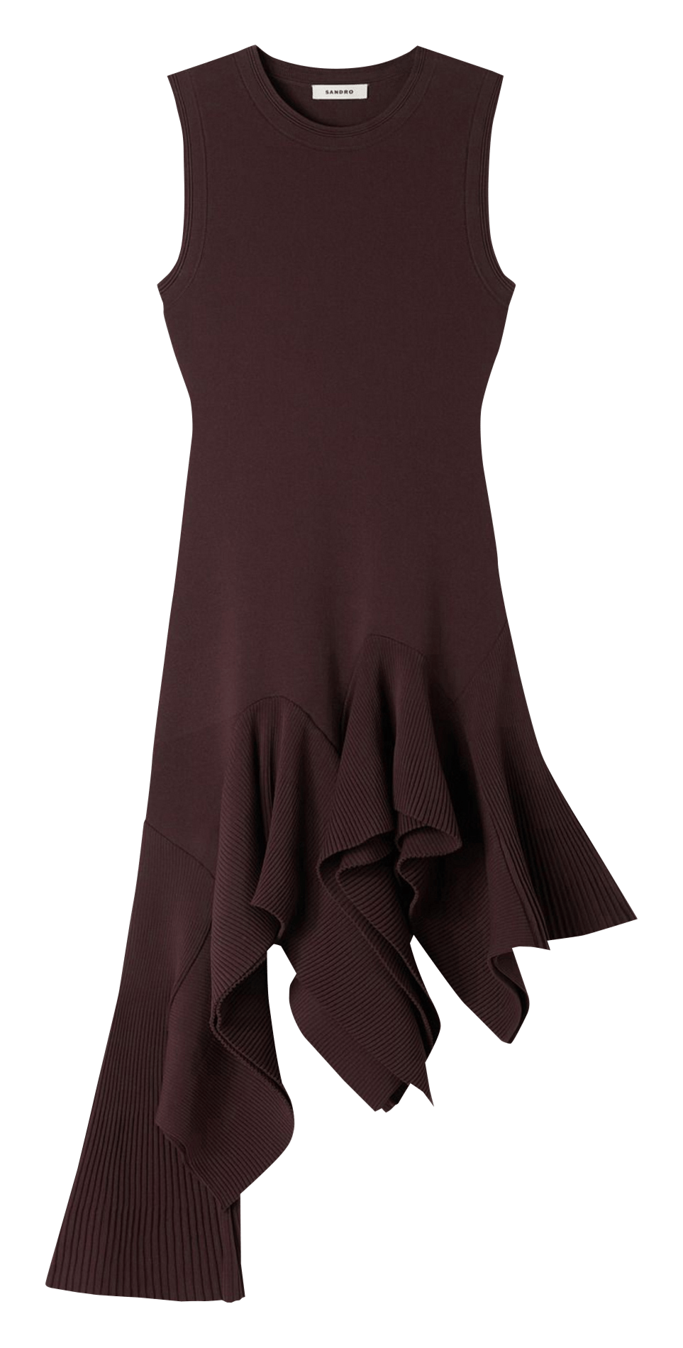 Robe courte asymétrique unie SANDRO Marron