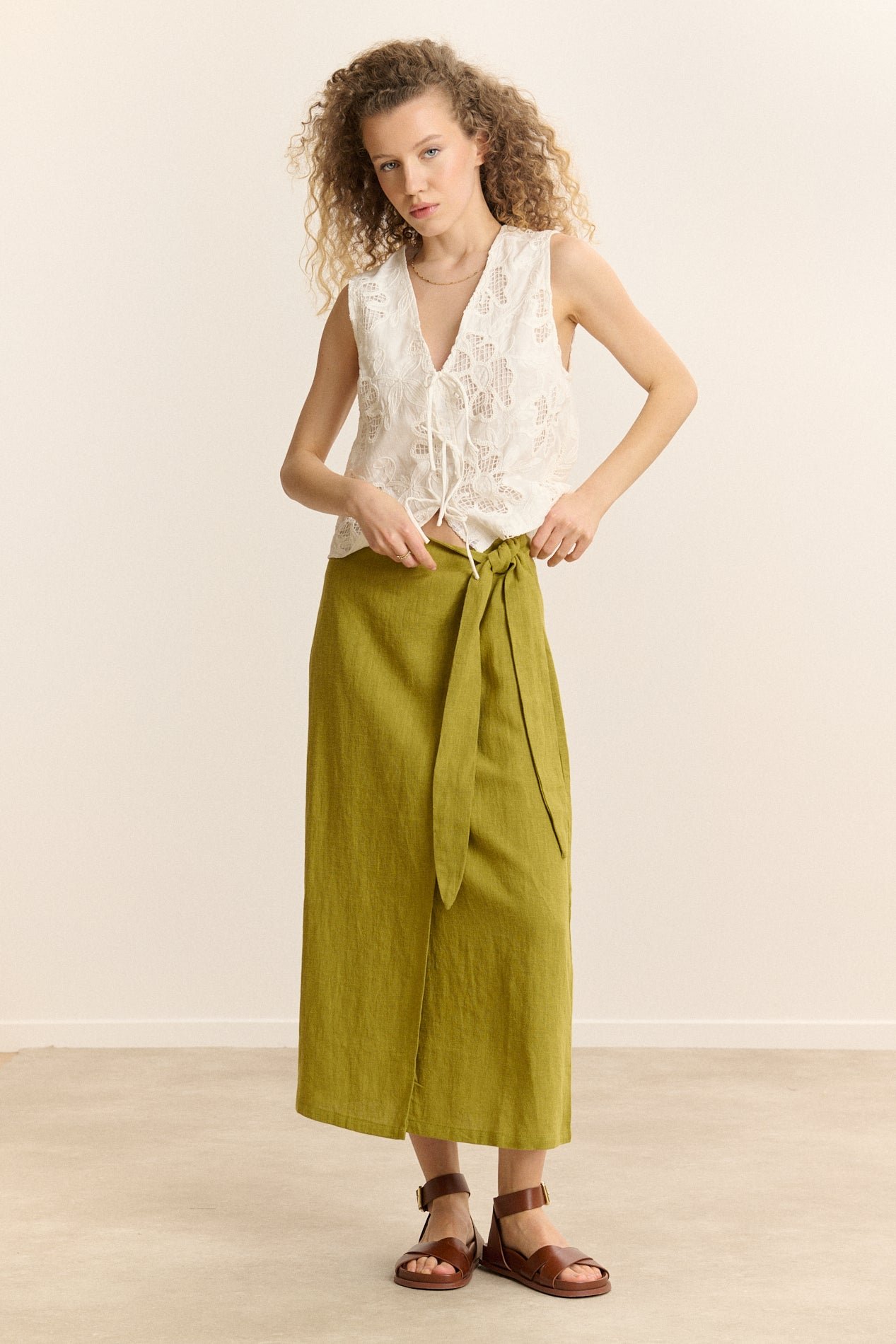 Jupe midi portefeuille GARANCE PARIS Vert