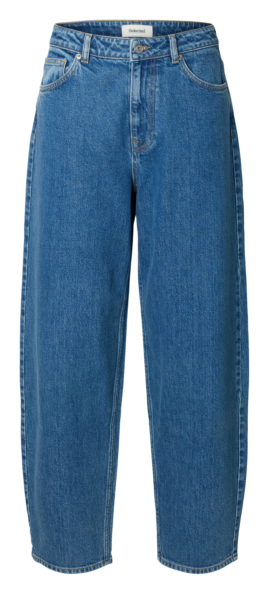 Jean droit taille haute uni SELECTED Bleu