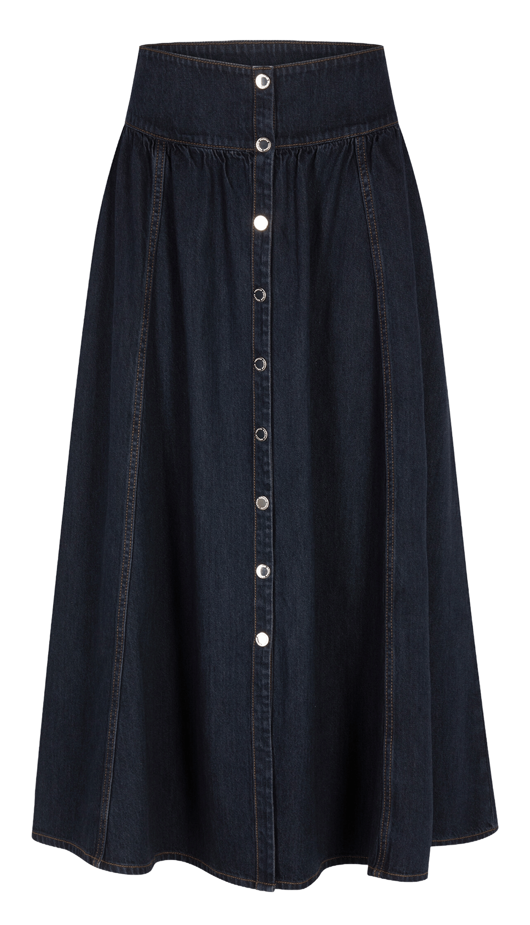 Ausgestellter langer Jeansrock mit Knopfleiste MORGAN Blau