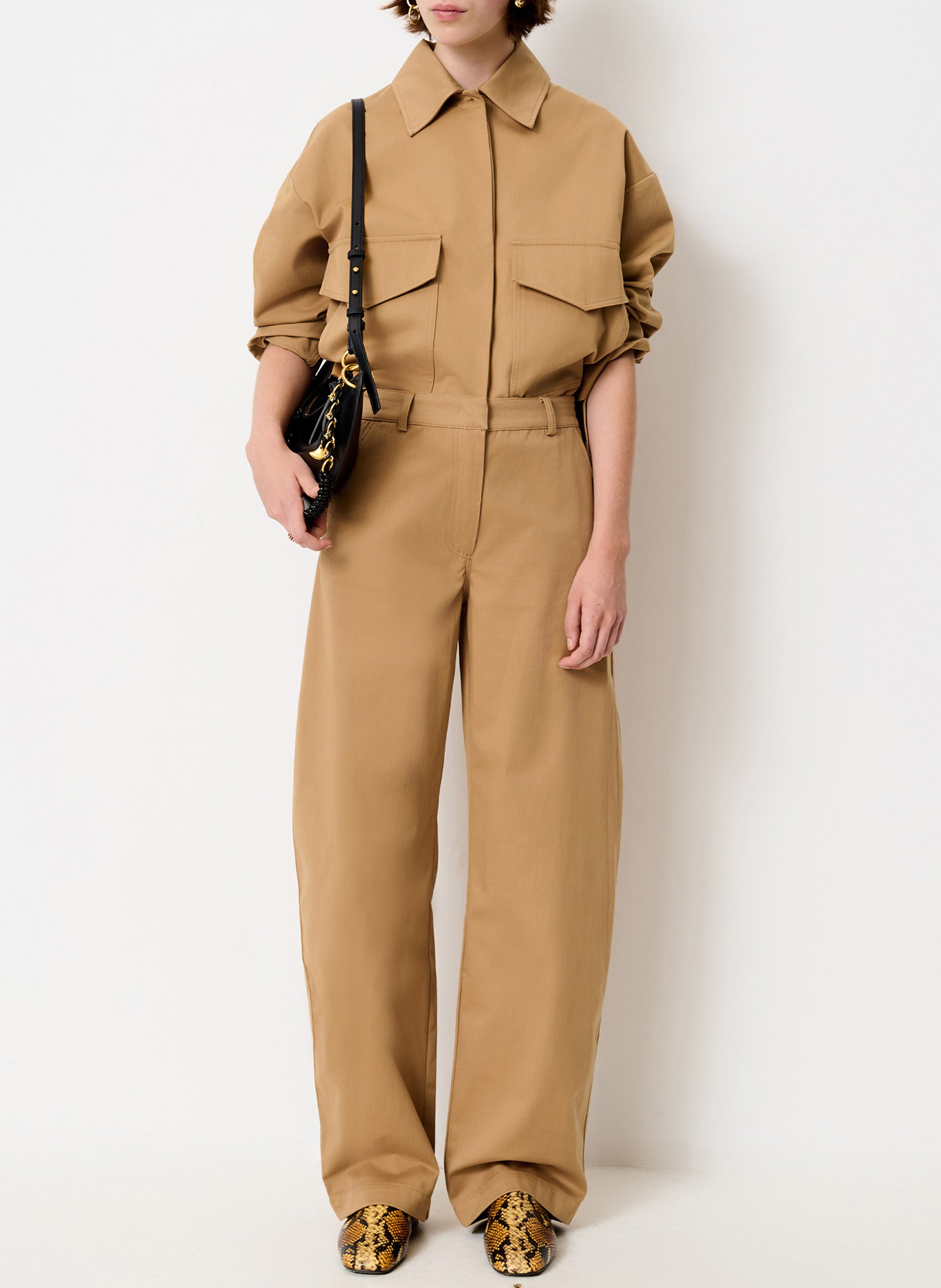 High-waisted rounded trousers SESSUN Beige