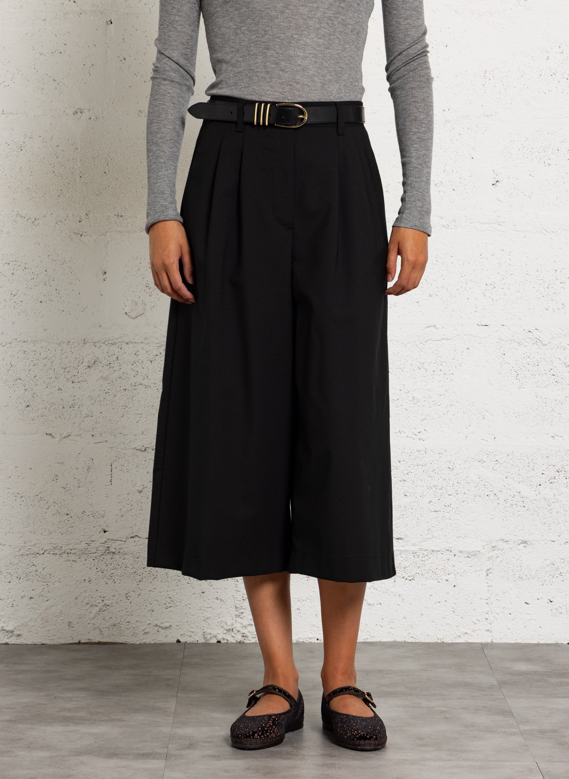 Large wool blend Bermuda shorts DES PETITS HAUTS Black