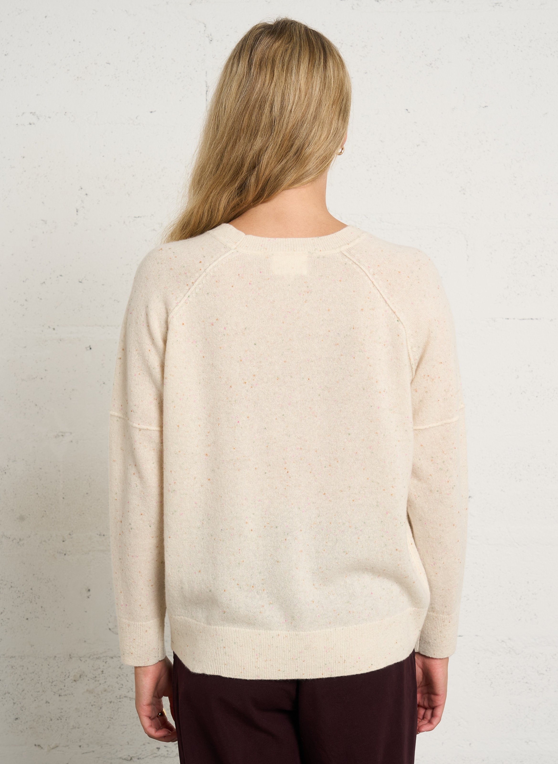 Round-neck speckled cashmere sweater MAISON 123 Beige
