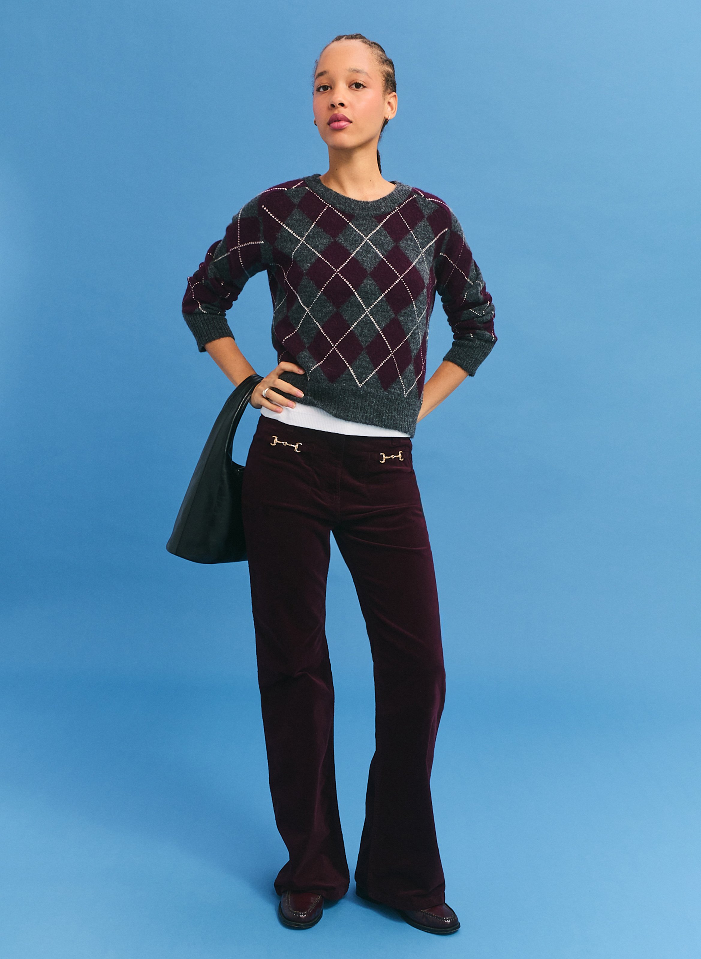 Pantalon bootcut en coton mélangé PABLO Rouge