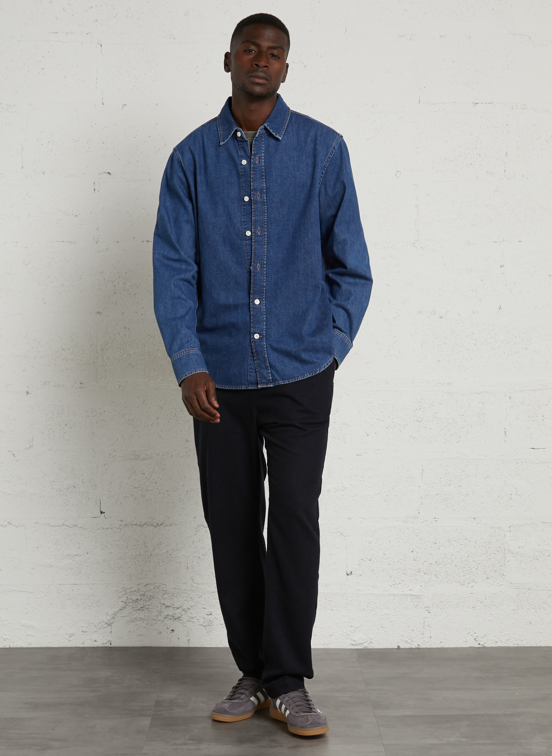 Chemise droite boutonnée en jean GANT Bleu