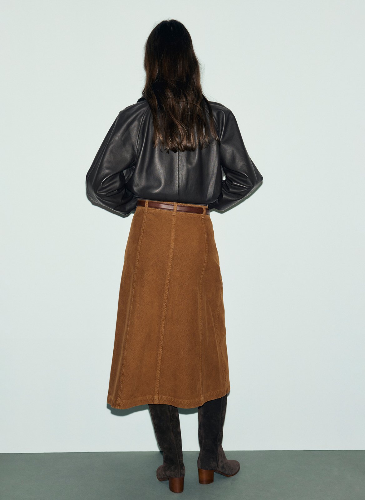 Flared velvet skirt in blended cotton GERARD DAREL Brown