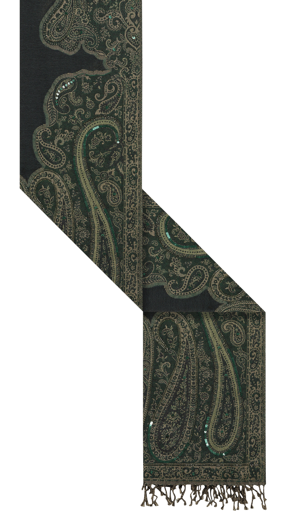 Embroidered wool scarf with fringes GERARD DAREL Khaki
