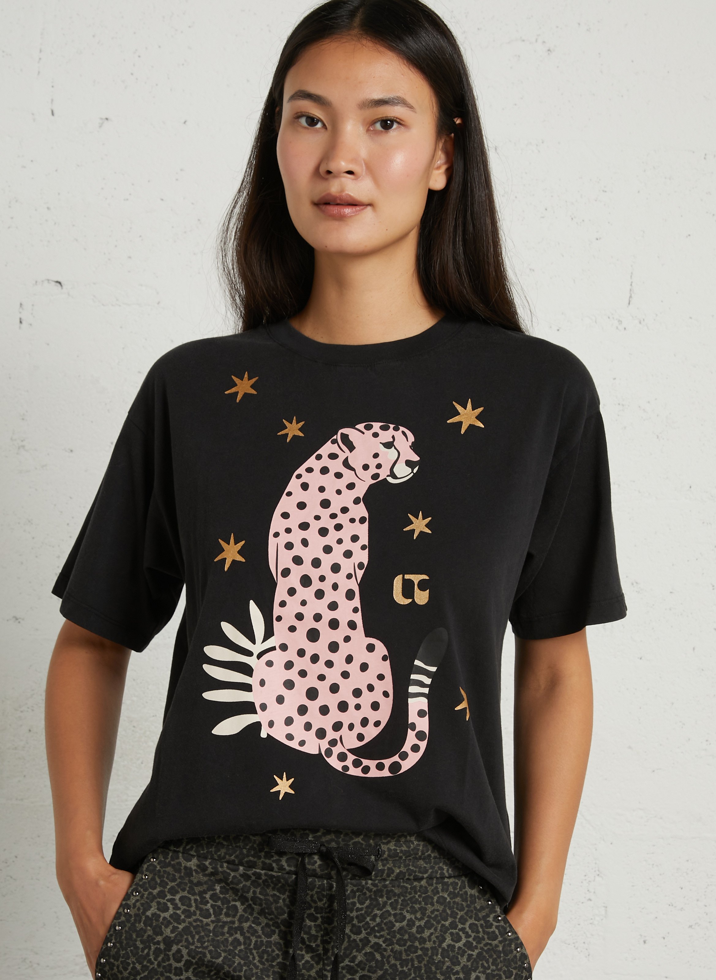Tee-shirt imprimé en coton LE TEMPS DES CERISES Noir