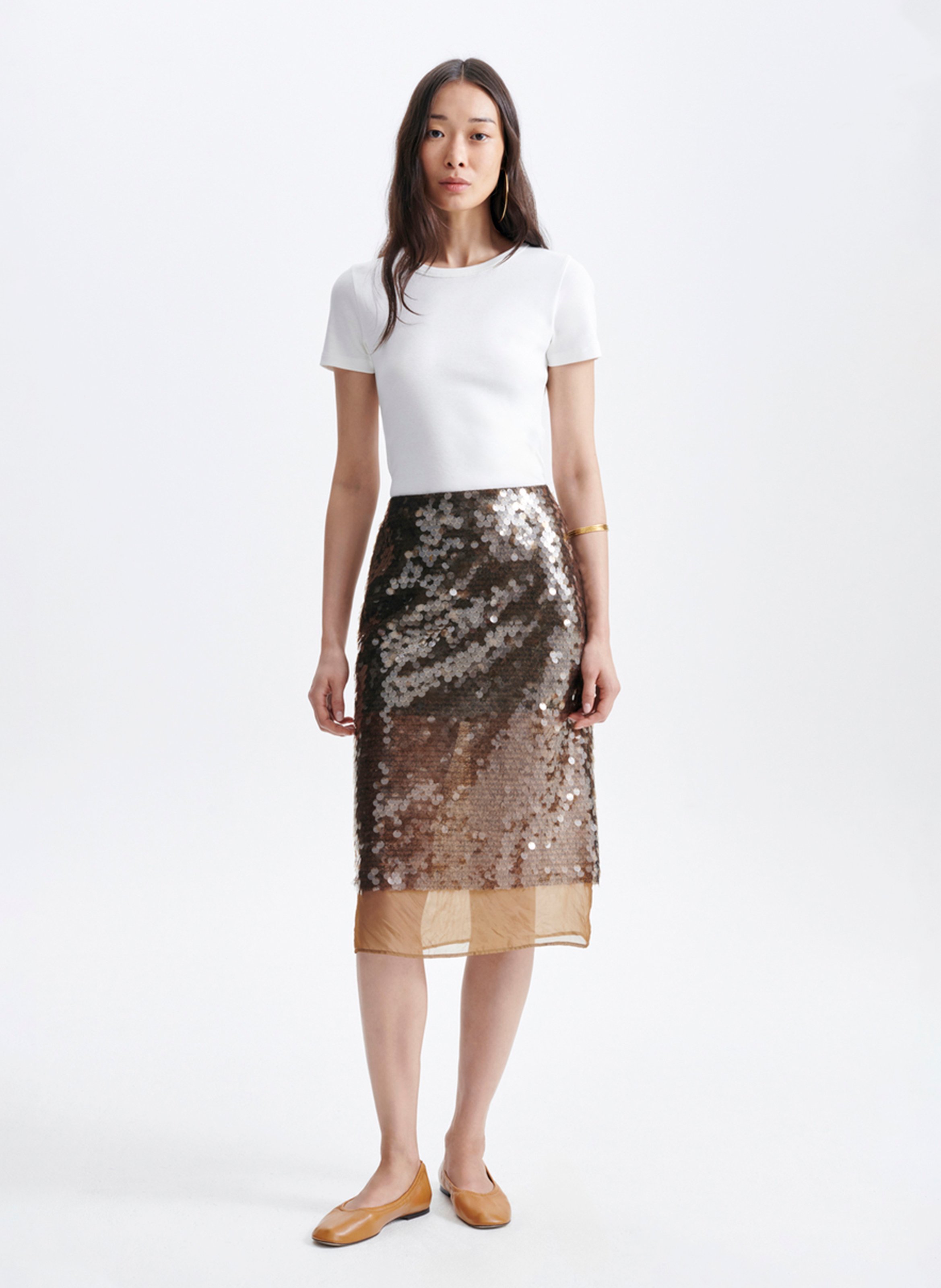 Jupe midi à sequins VANESSA BRUNO Vert