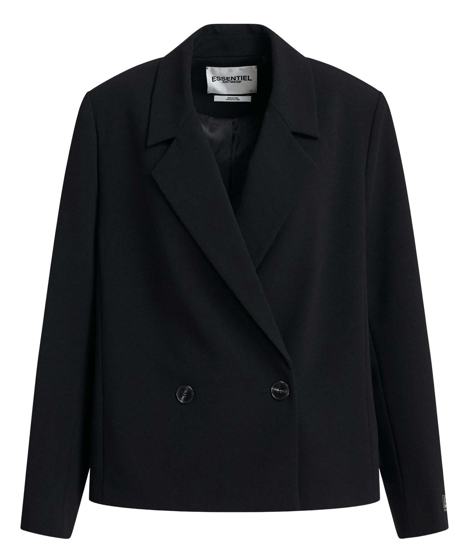 Plain straight-cut blazer jacket ESSENTIEL ANTWERP Black
