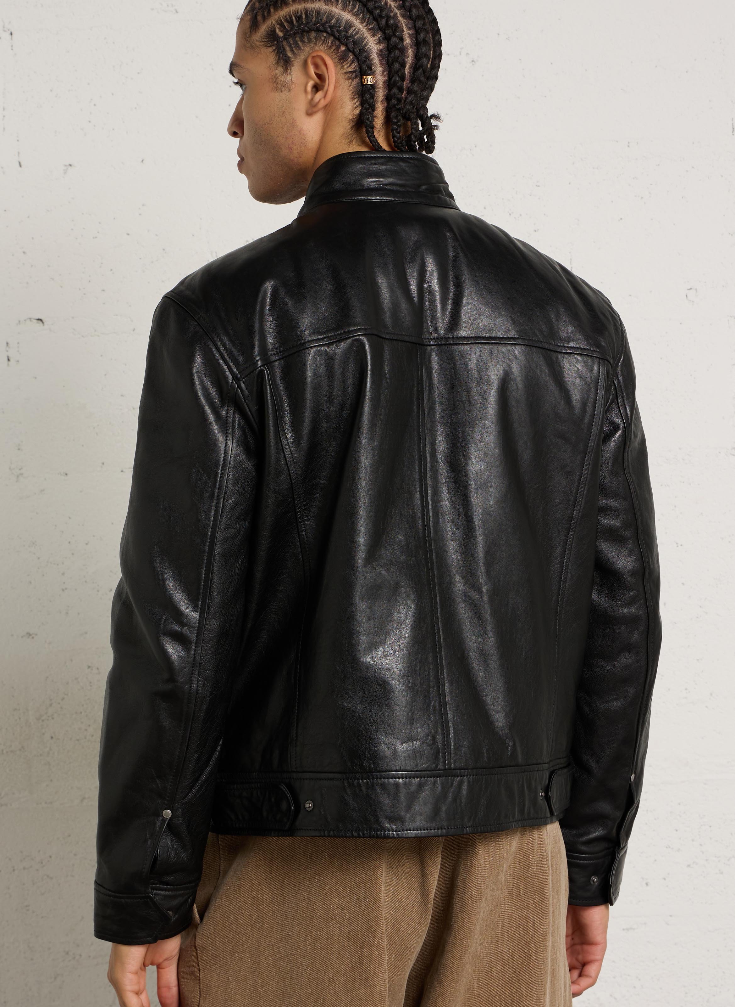Gerade geschnittene Lederjacke mit Stehkragen PEPE JEANS Schwarz