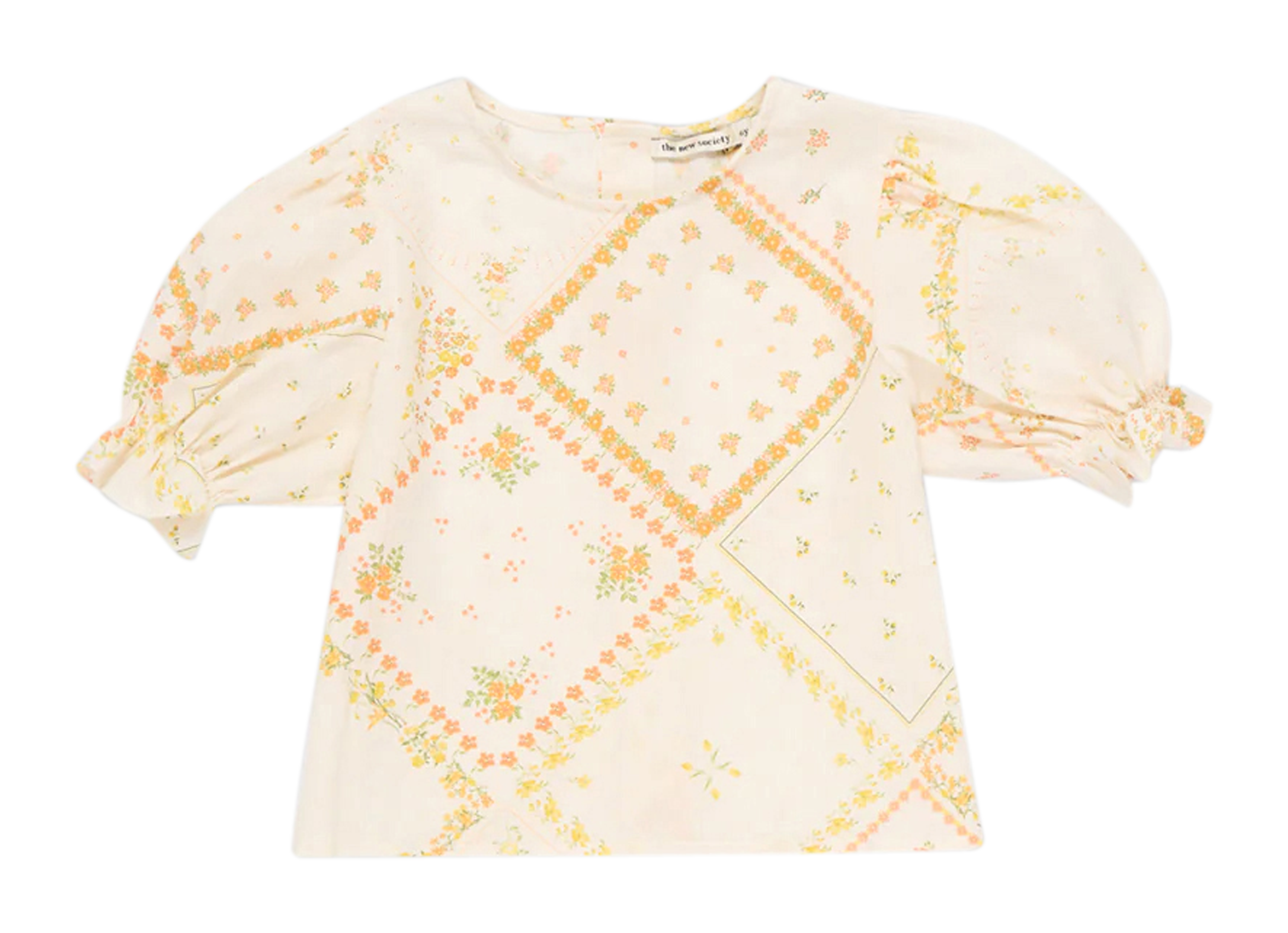 Organic cotton-blend straight-cut blouse with round neck THE NEW SOCIETY Multicolored