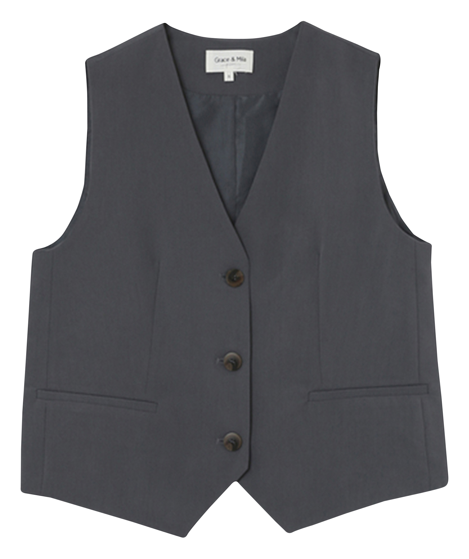 Gilet tailleur sans manches boutonné  GRACE ET MILA Gris