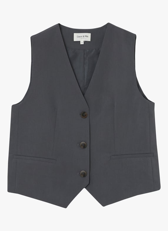 Anzugweste mit knopfleiste Anthracite Grace et mila Damen