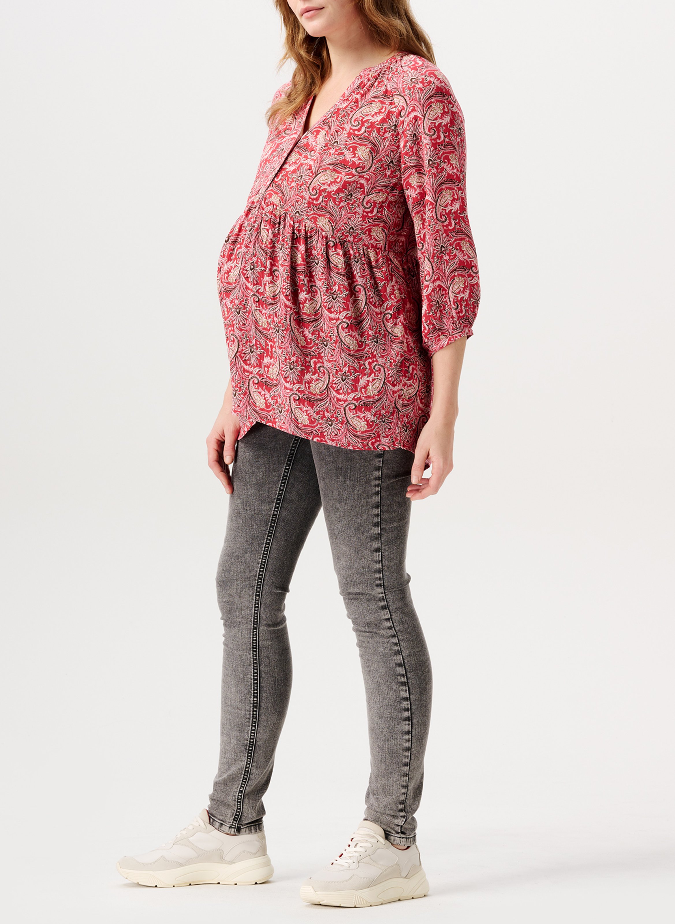 Top col tunisien de grossesse imprimé  NOPPIES Rouge