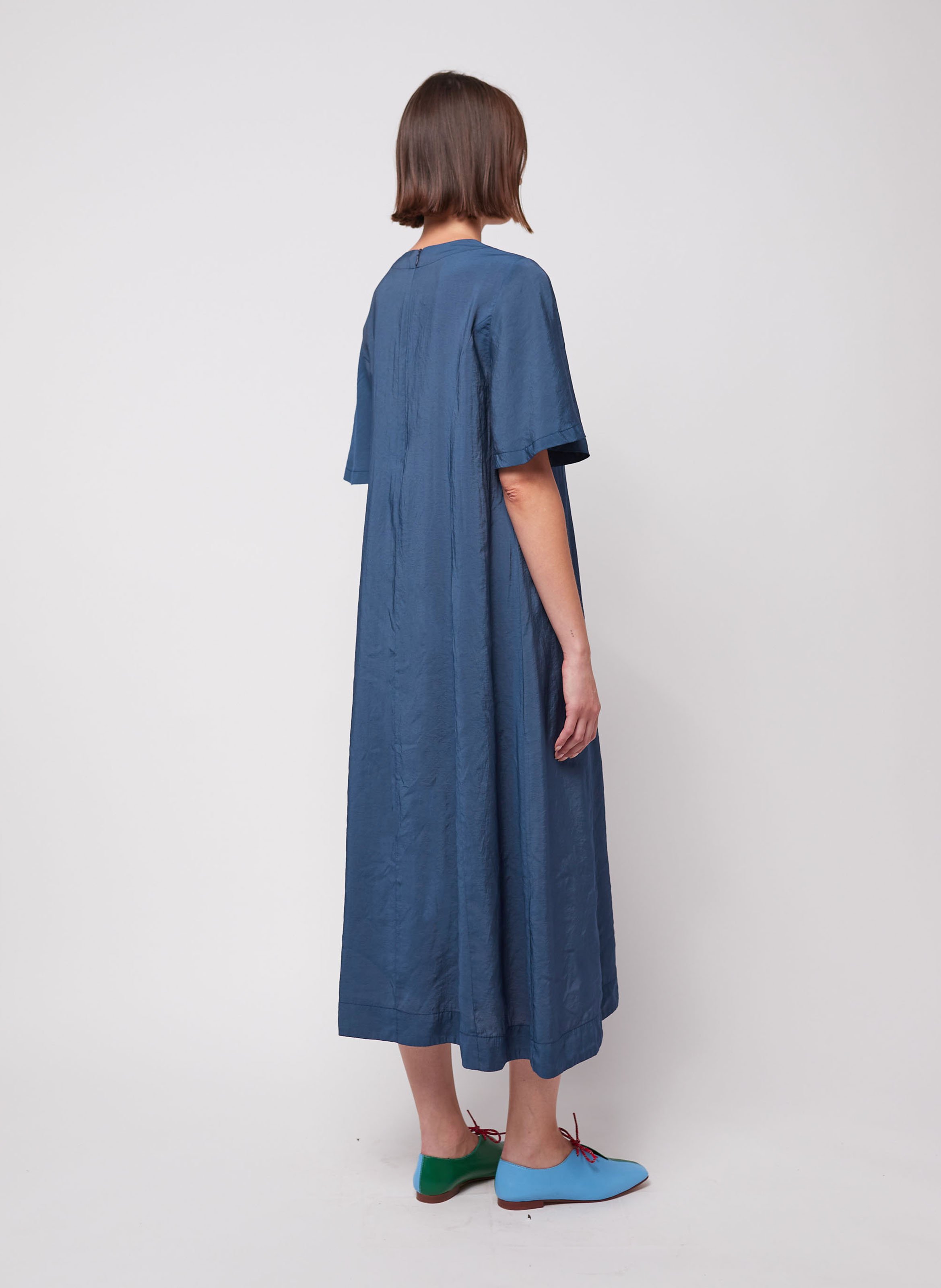 Uitlopende midi-jurk met borduurwerk BOBO CHOSES Blauw