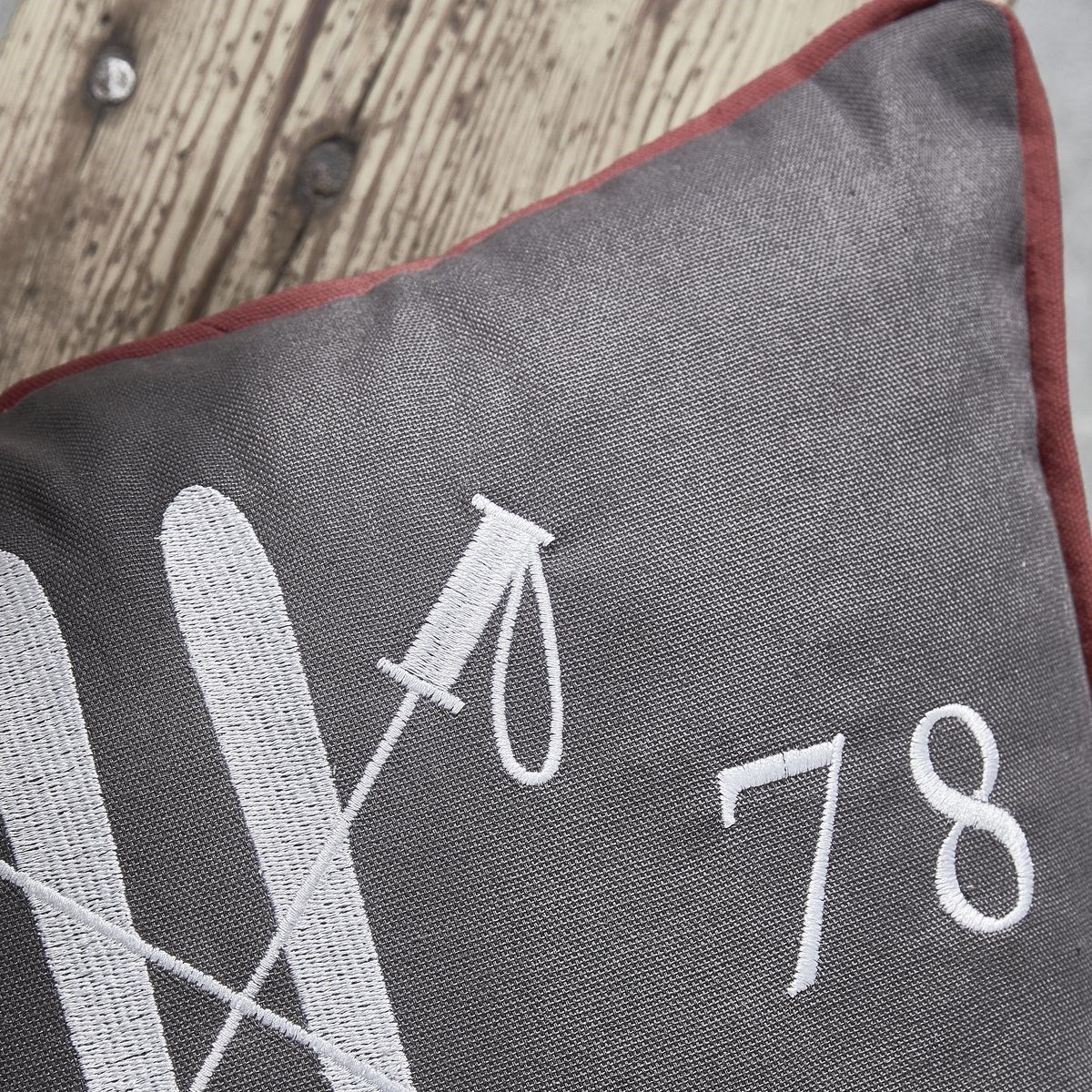 Coussin imprimé carré en coton TODAY LINGE DE MAISON Gris