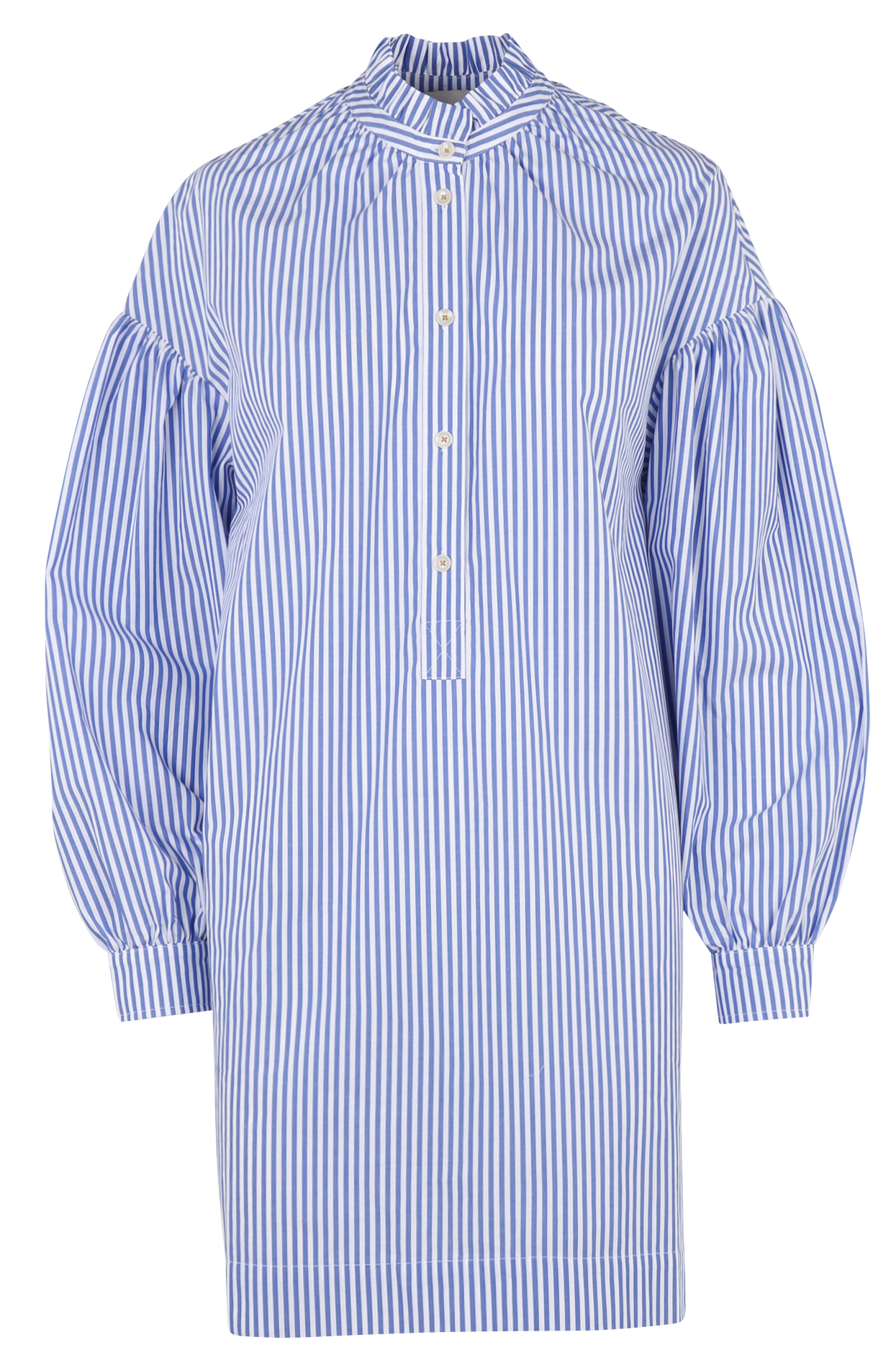 Robe courte à col victorien rayée en coton TINSELS Bleu