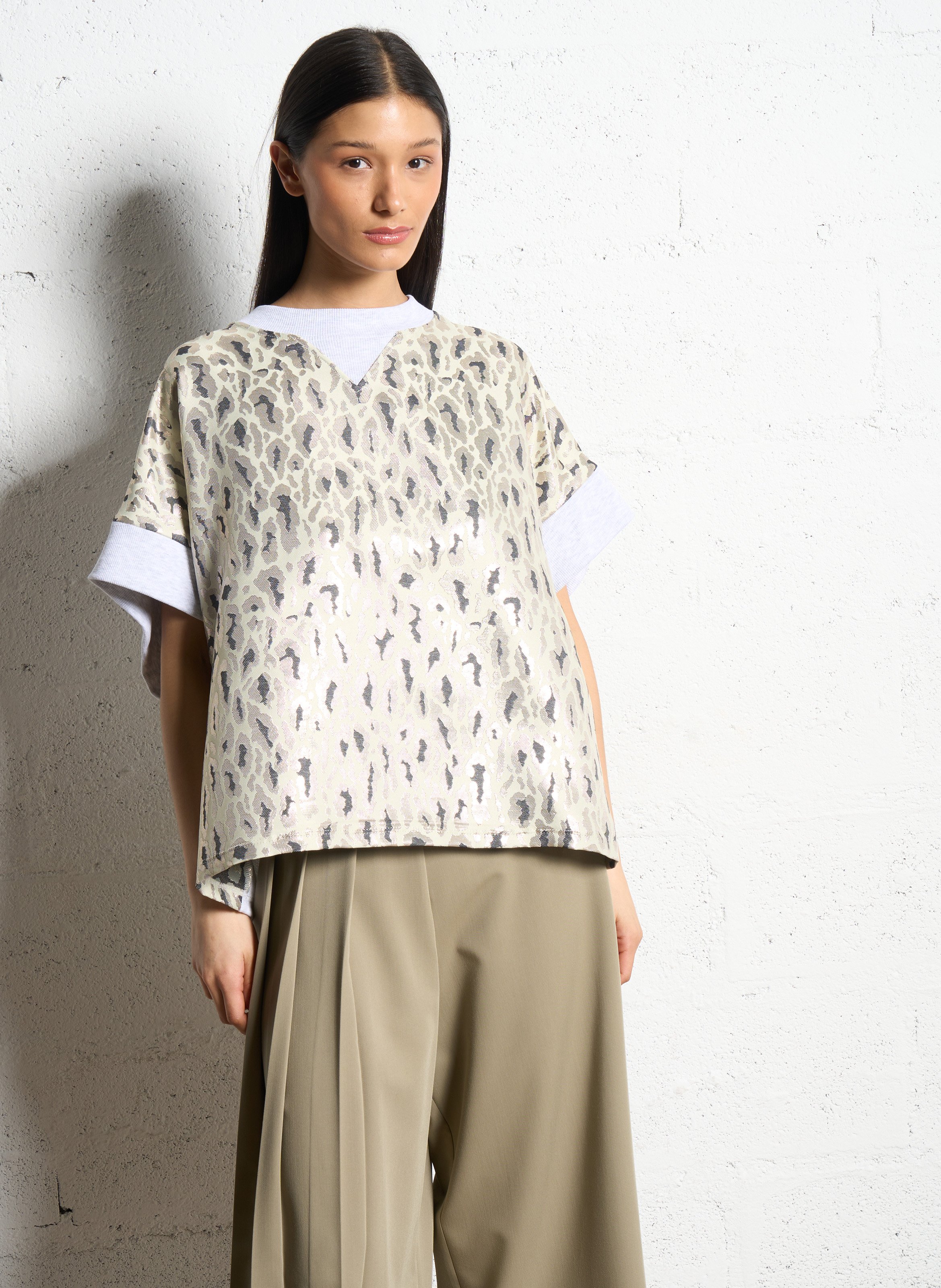 Sweat col rond léopard IMPERIAL Vert