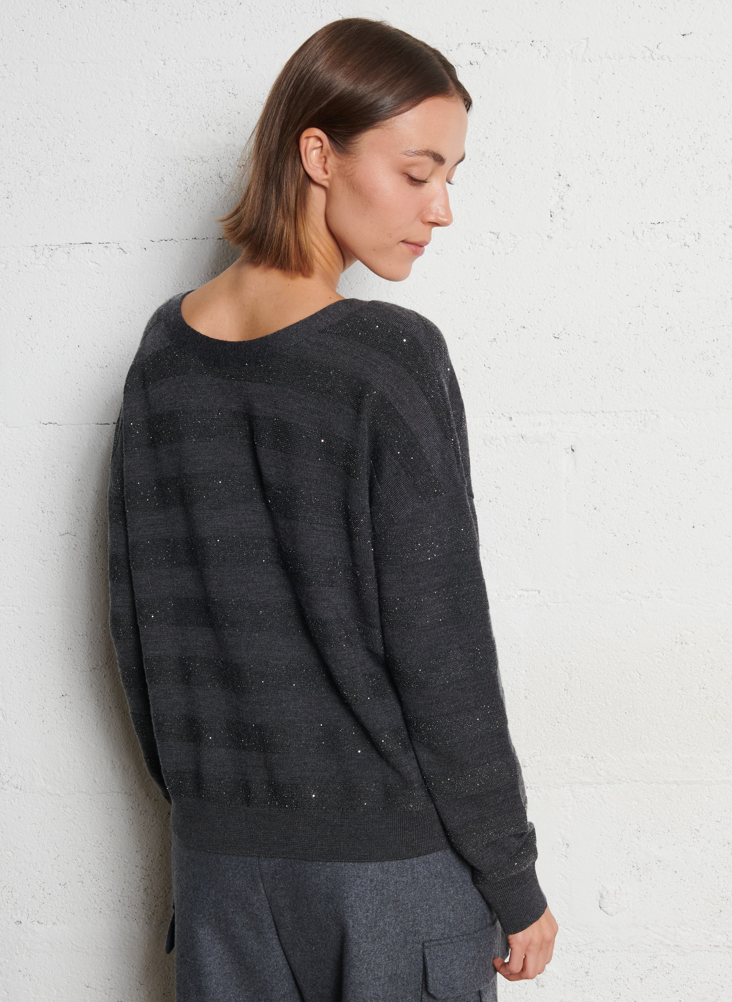 Buttoned striped cardigan with sequins IKKS Grey