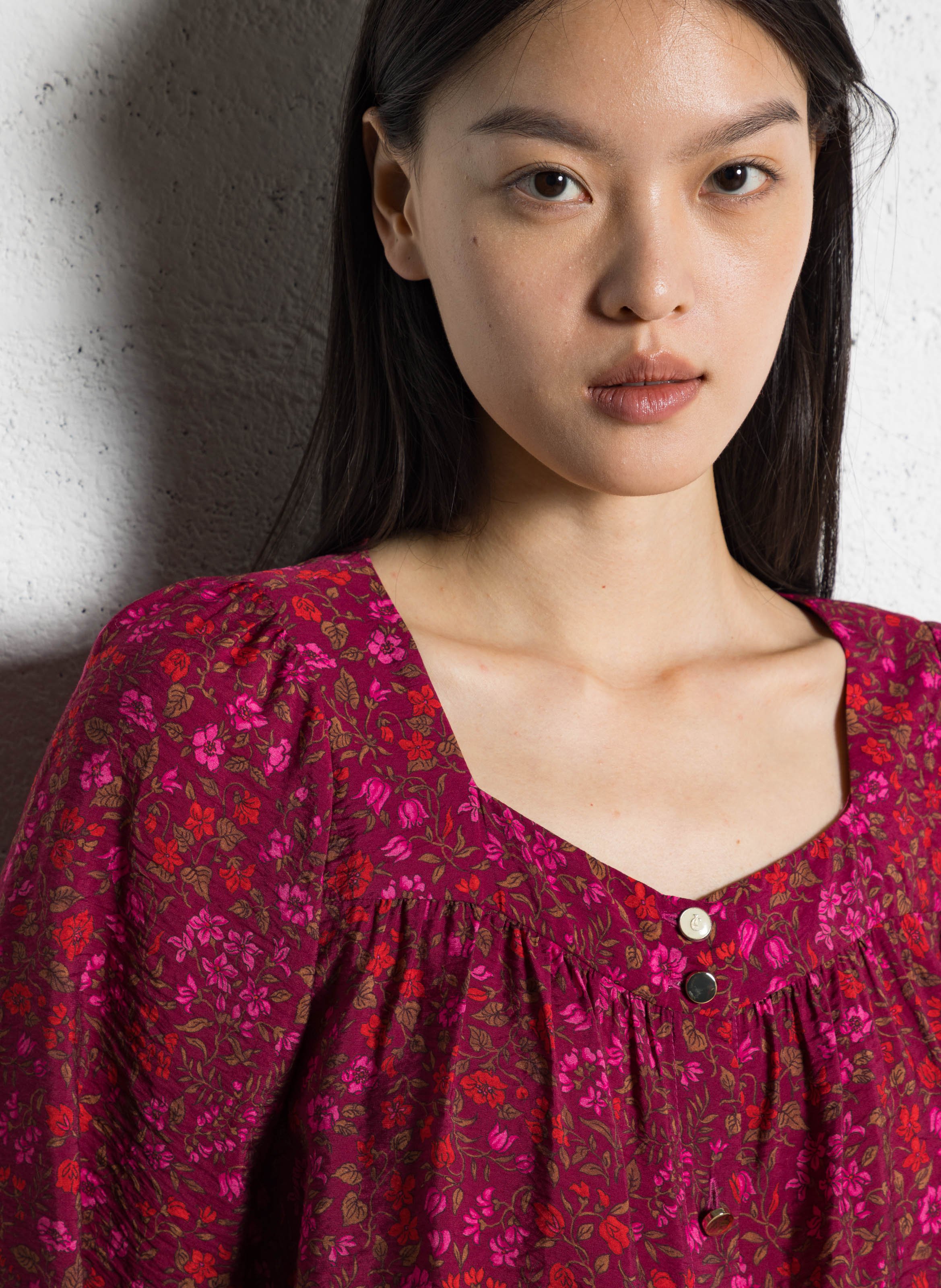 Square Neck Flowy Blouse I CODE Pink