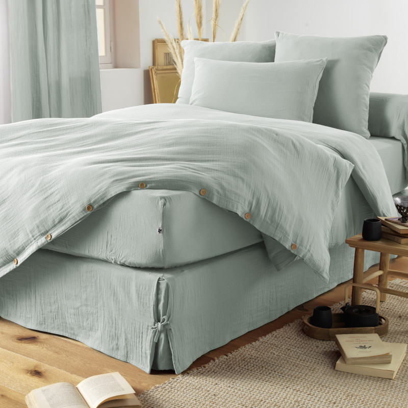 Flat sheet "gaïa" all sizes "cotton gauze" L'EFFET PAPILLON Blue